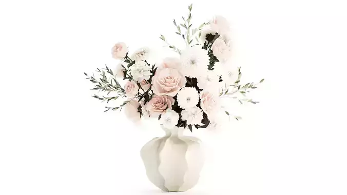 Bouquet white flowers peony rose wedding decor vase