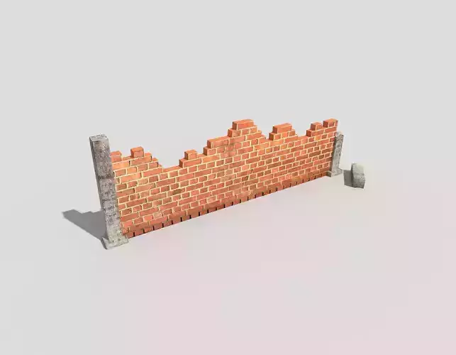 low poly broken wall