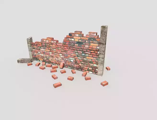 low poly broken wall