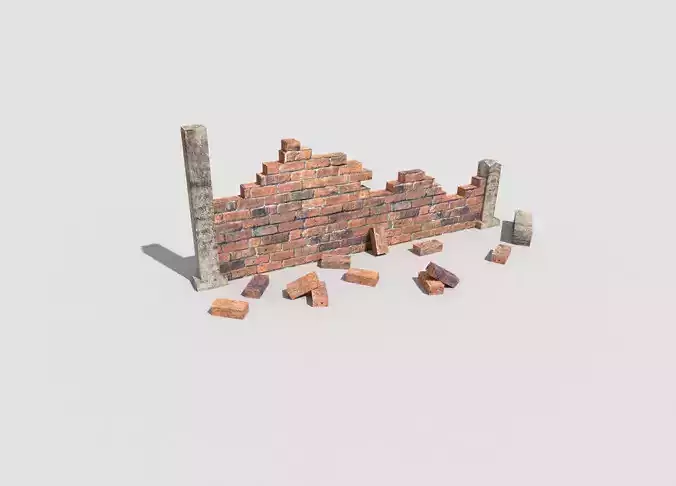 low poly broken wall
