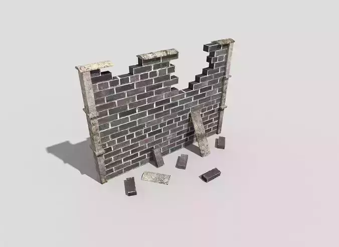 low poly broken wall