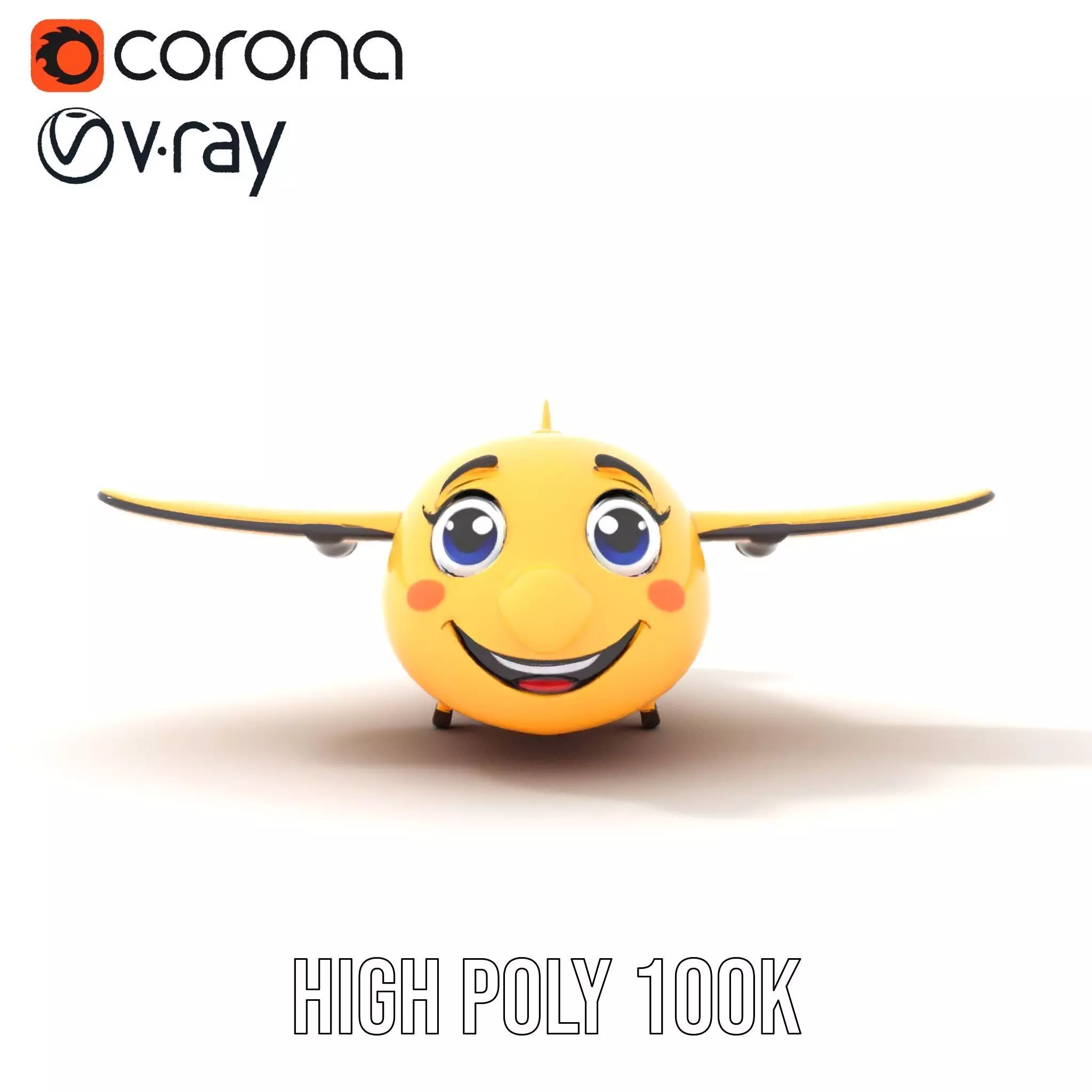 Smiling Yellow Airplane model pack Low-poly 3D model_18