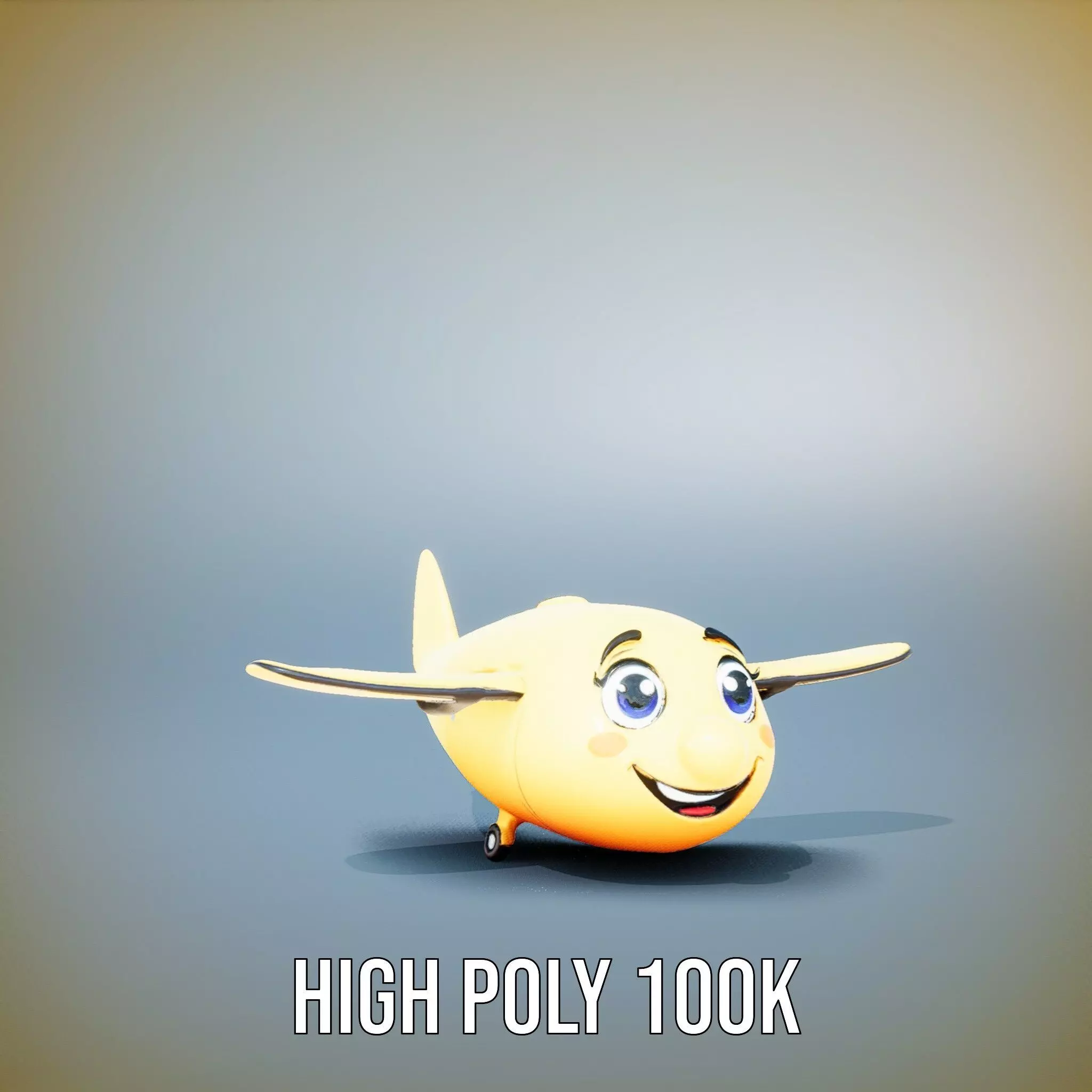 Smiling Yellow Airplane model pack Low-poly 3D model_9