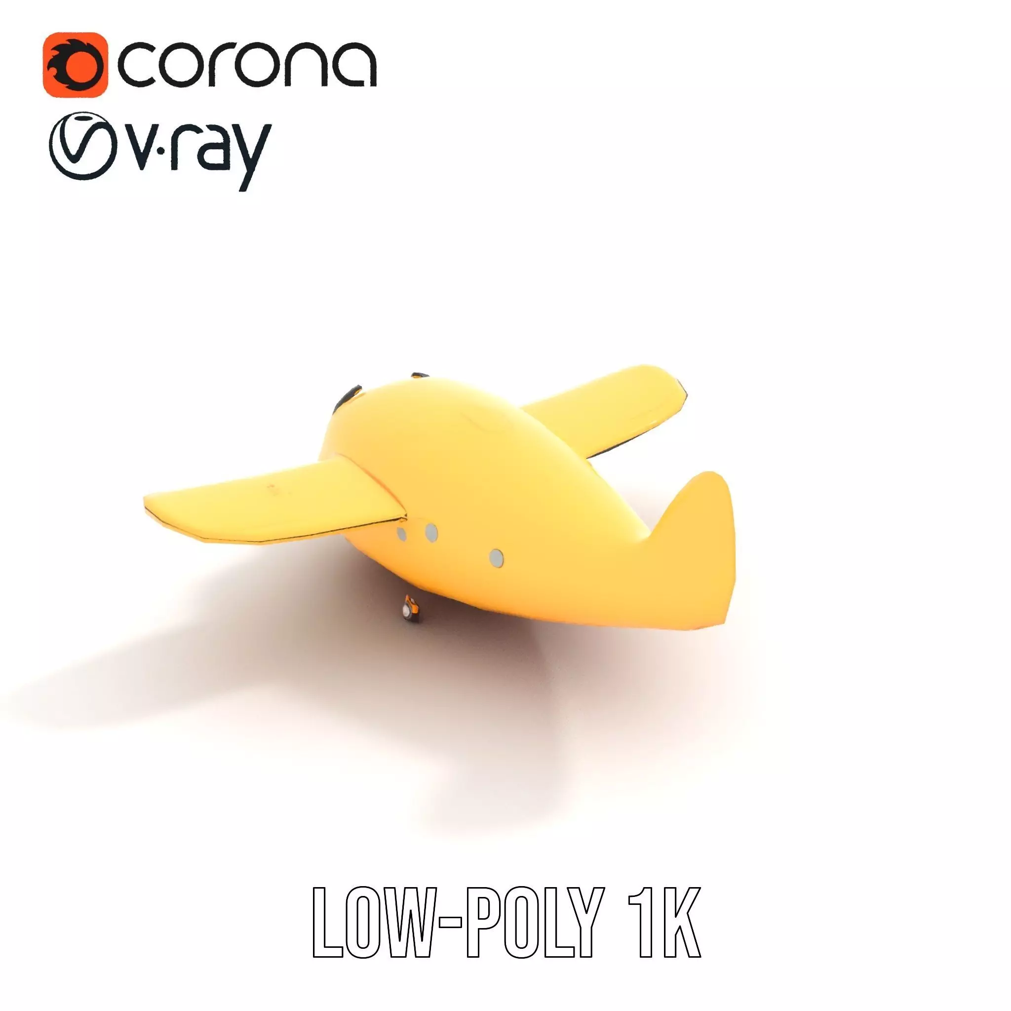 Smiling Yellow Airplane model pack Low-poly 3D model_12