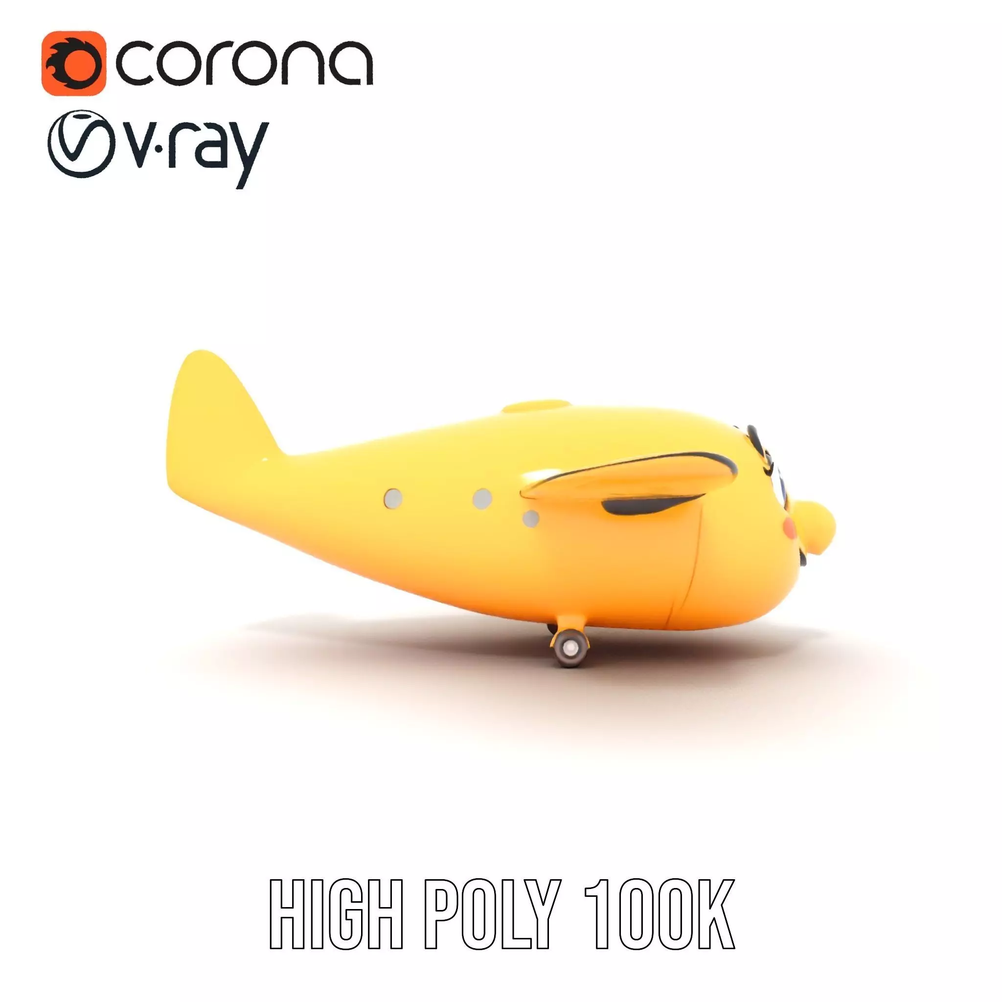 Smiling Yellow Airplane model pack Low-poly 3D model_15