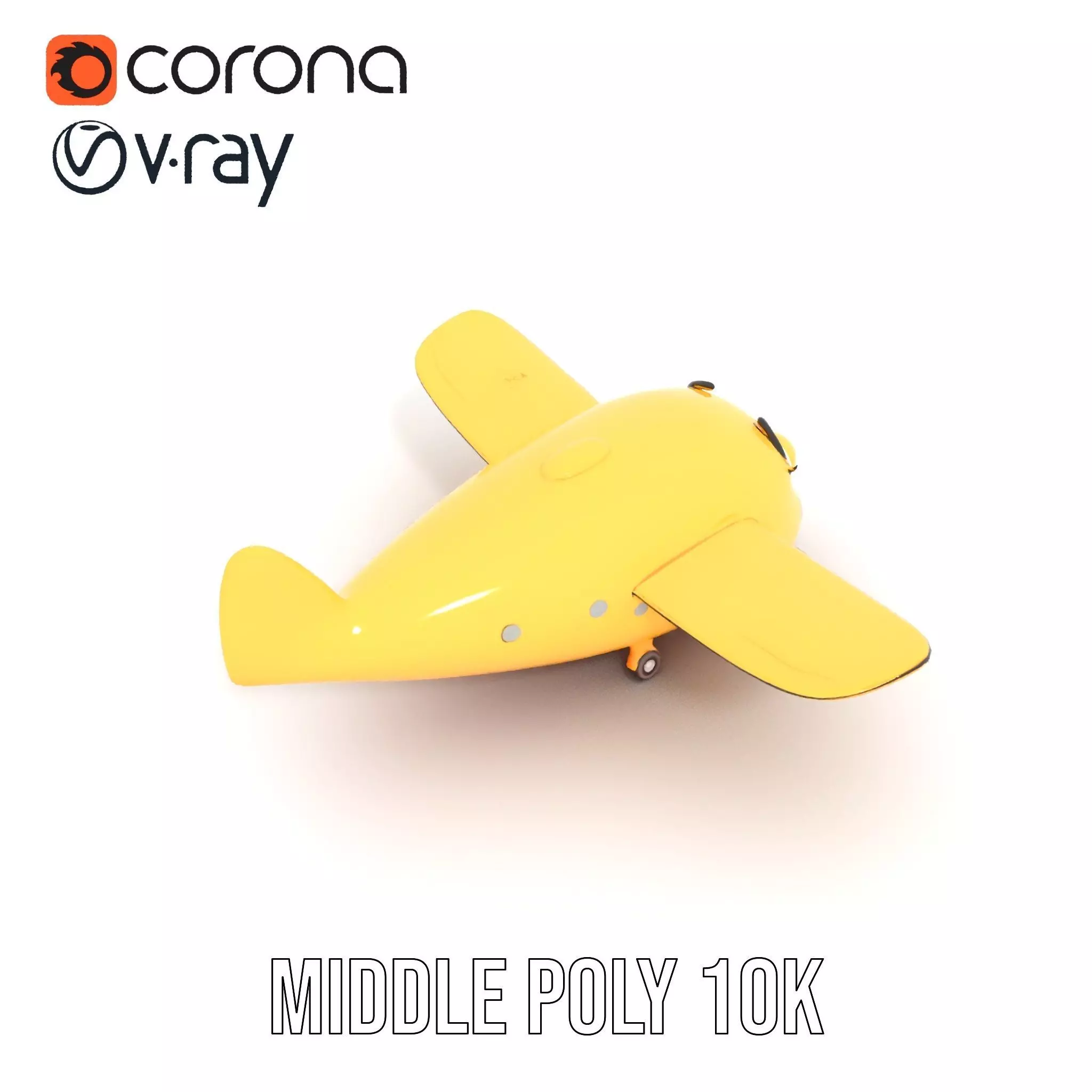 Smiling Yellow Airplane model pack Low-poly 3D model_6