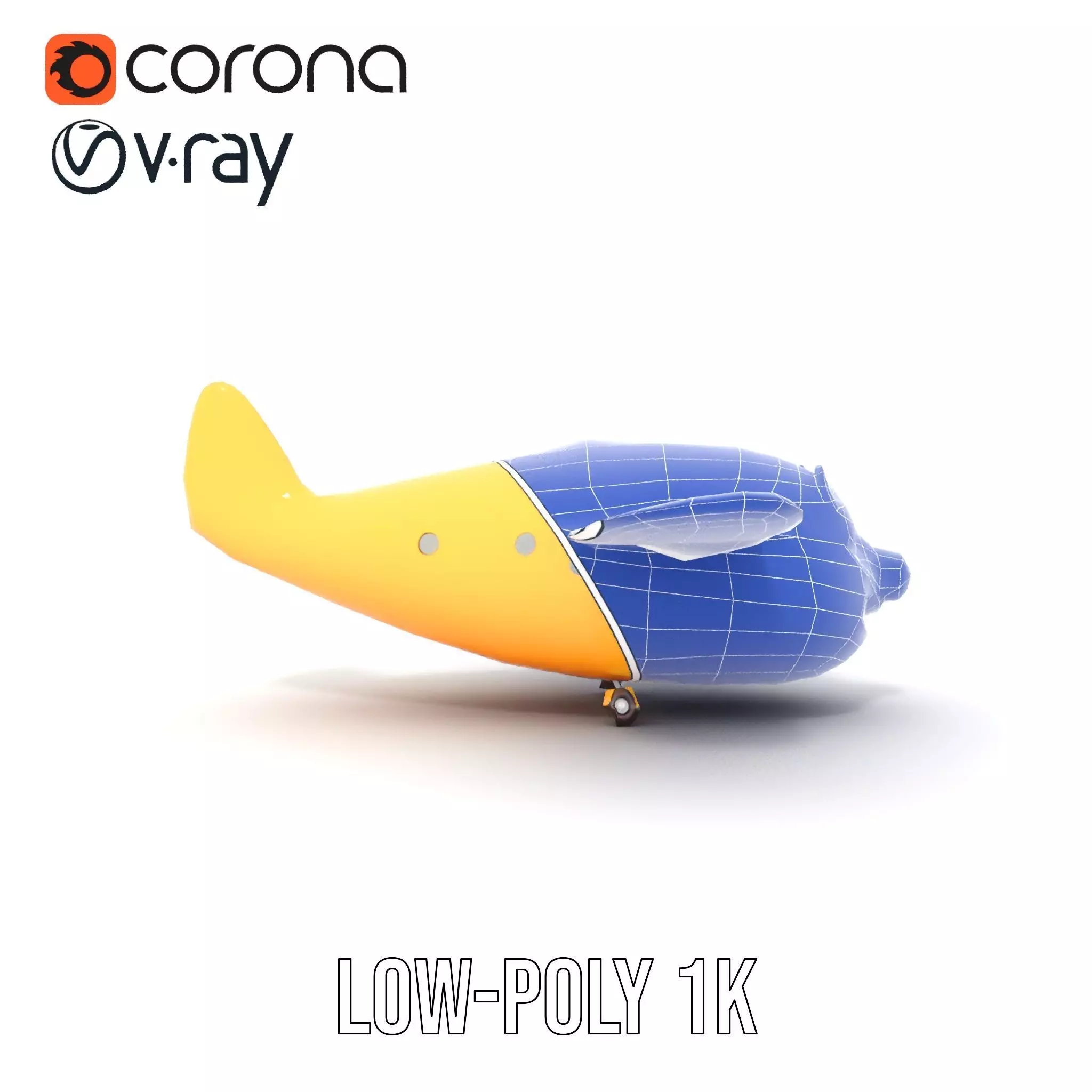 Smiling Yellow Airplane model pack Low-poly 3D model_29