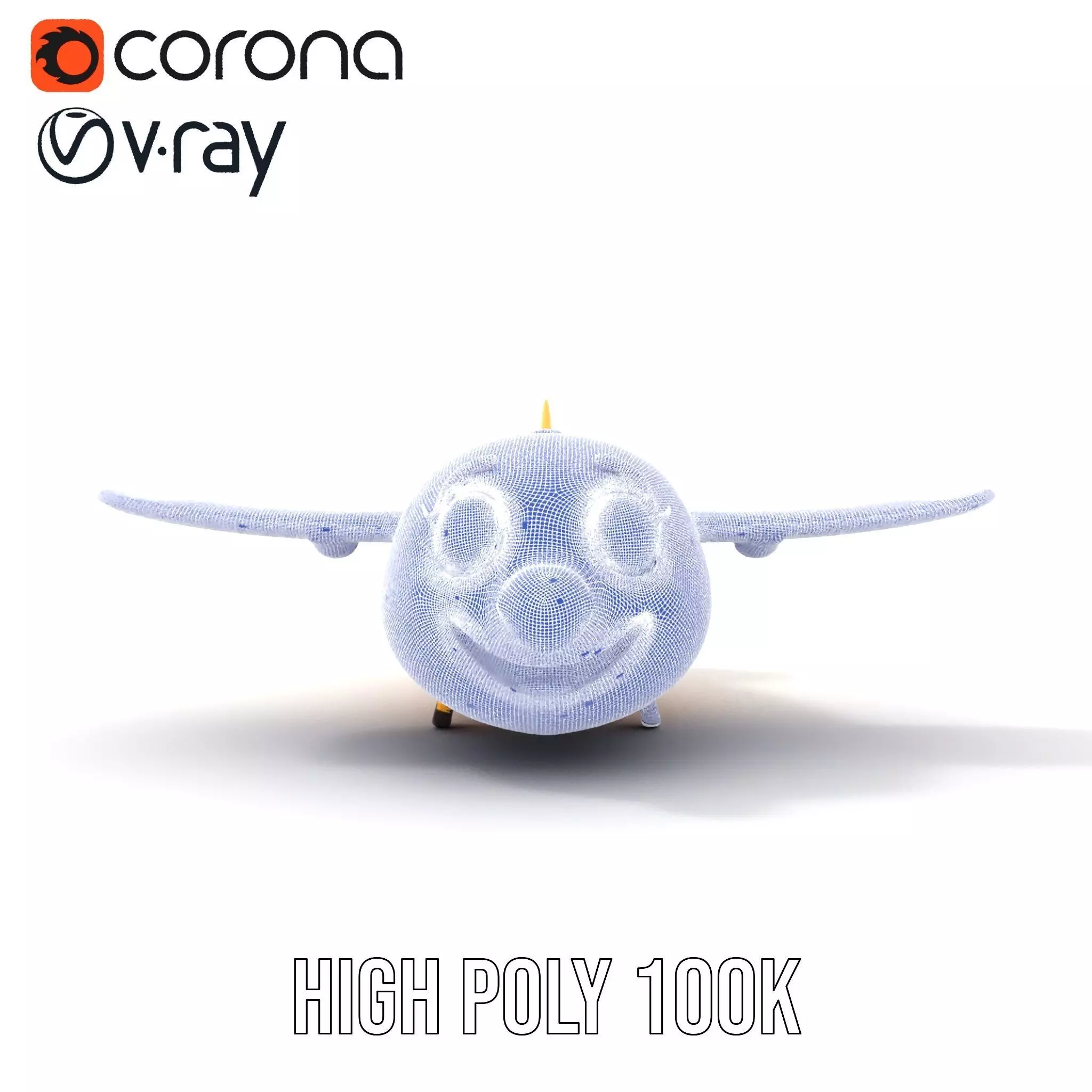 Smiling Yellow Airplane model pack Low-poly 3D model_35