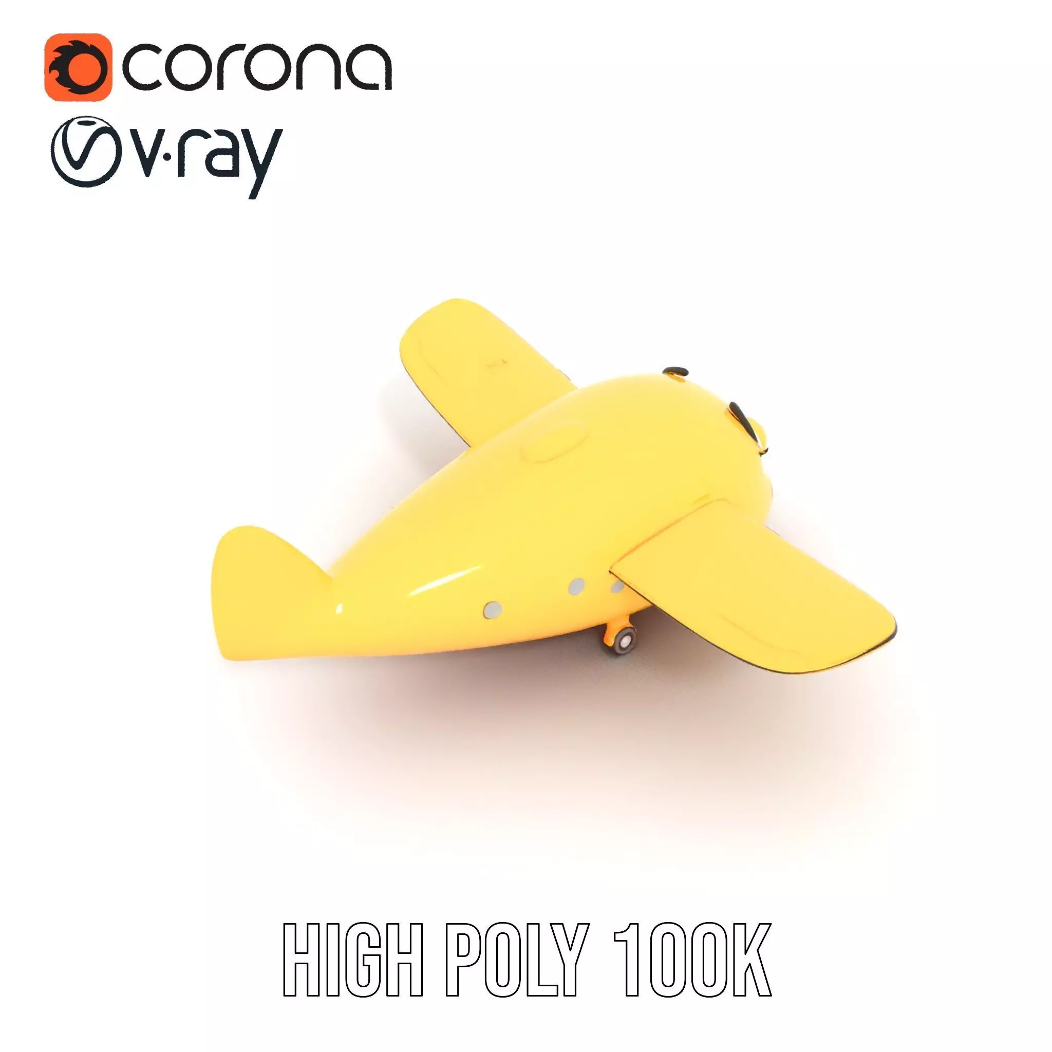 Smiling Yellow Airplane model pack Low-poly 3D model_30