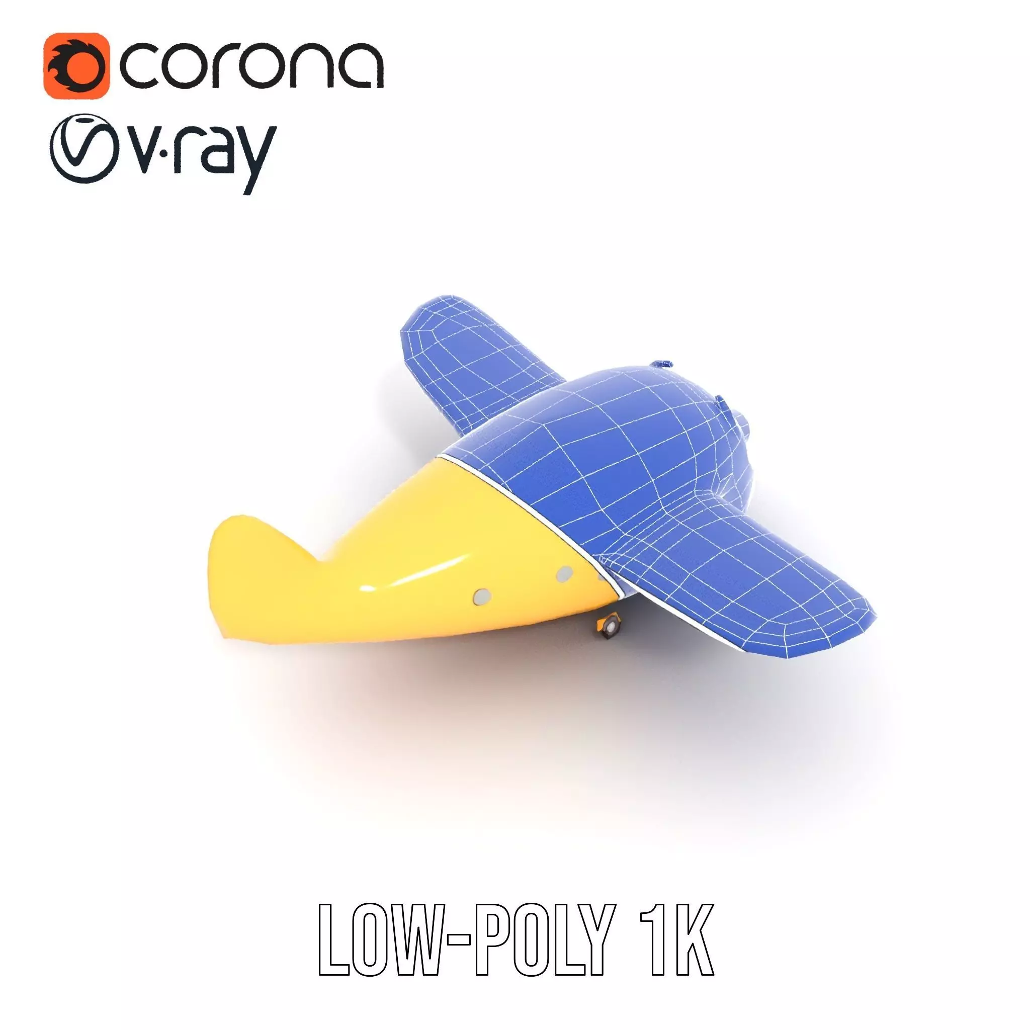 Smiling Yellow Airplane model pack Low-poly 3D model_32