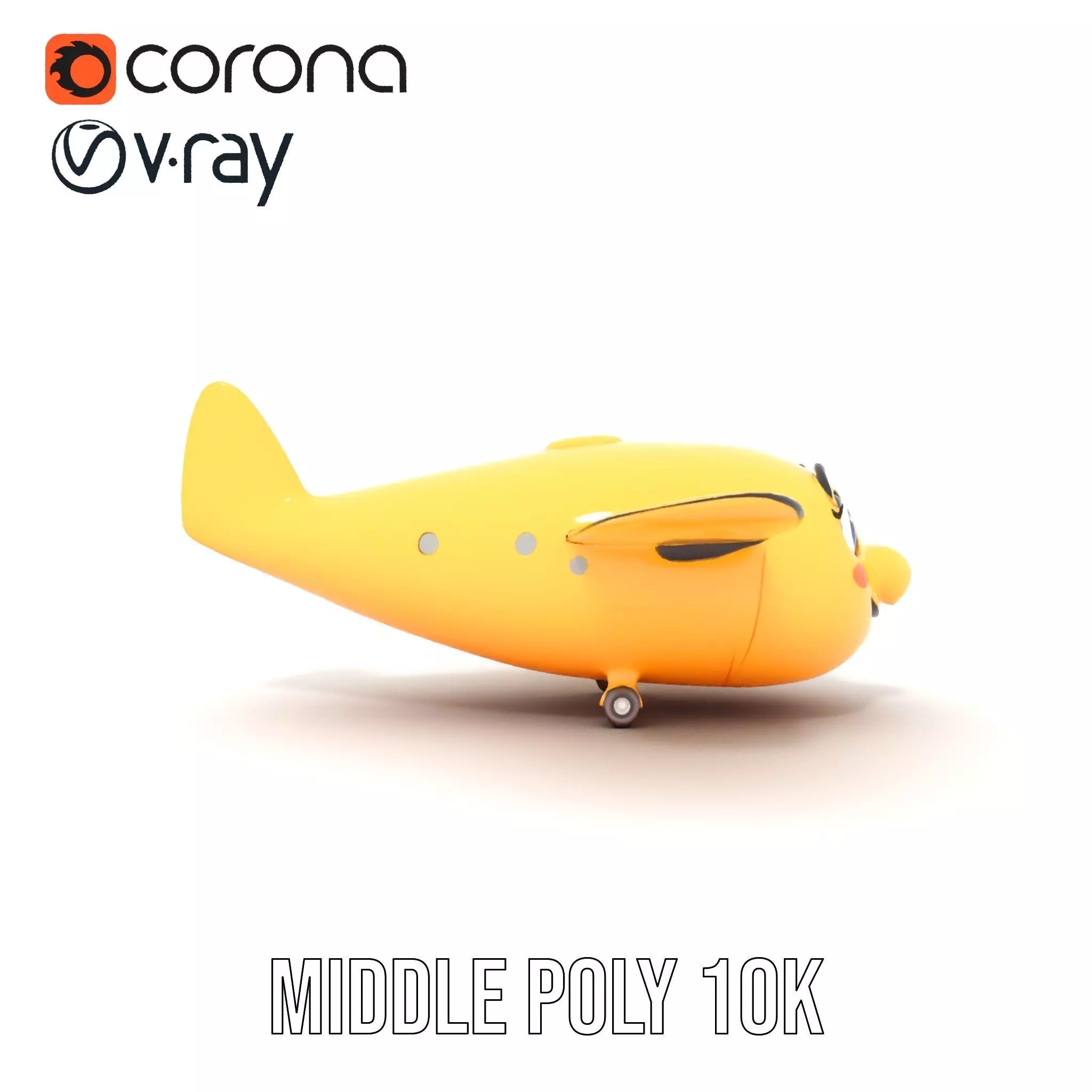 Smiling Yellow Airplane model pack Low-poly 3D model_19