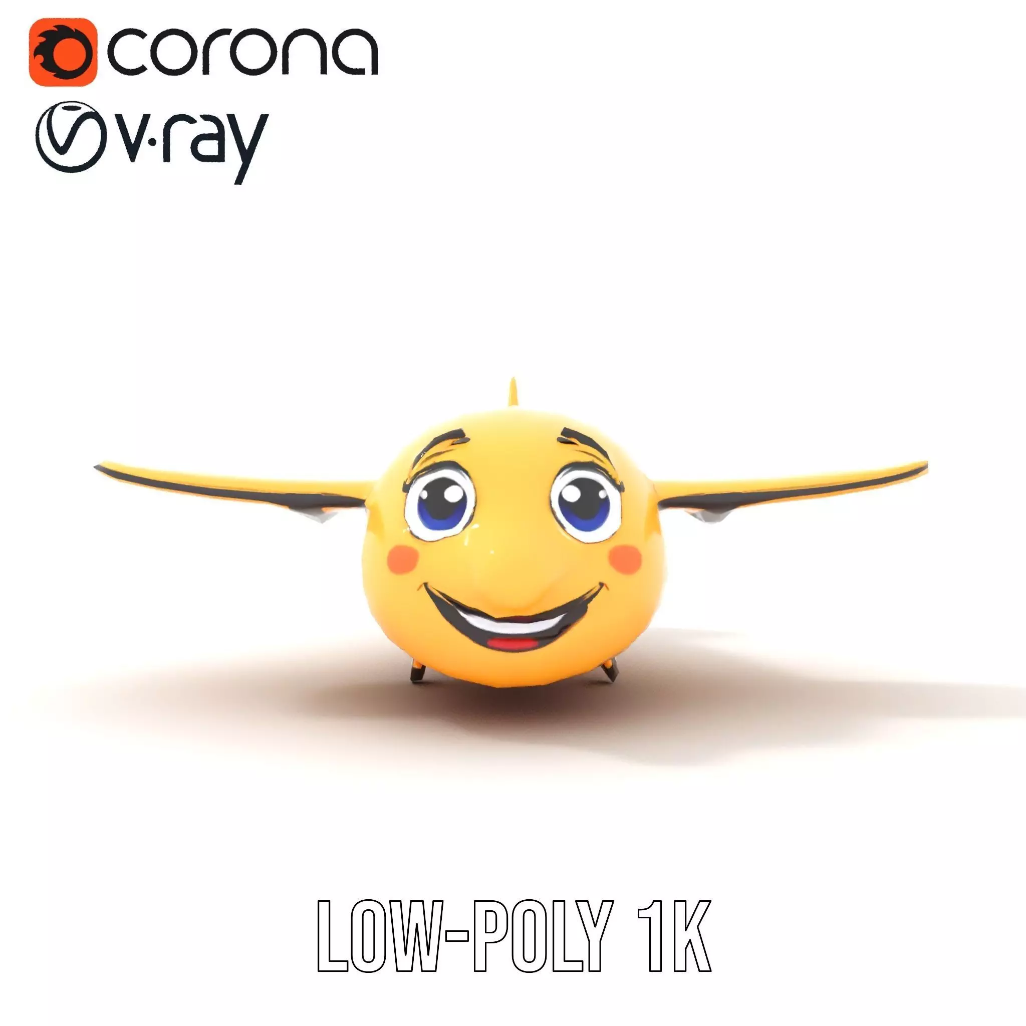Smiling Yellow Airplane model pack Low-poly 3D model_10
