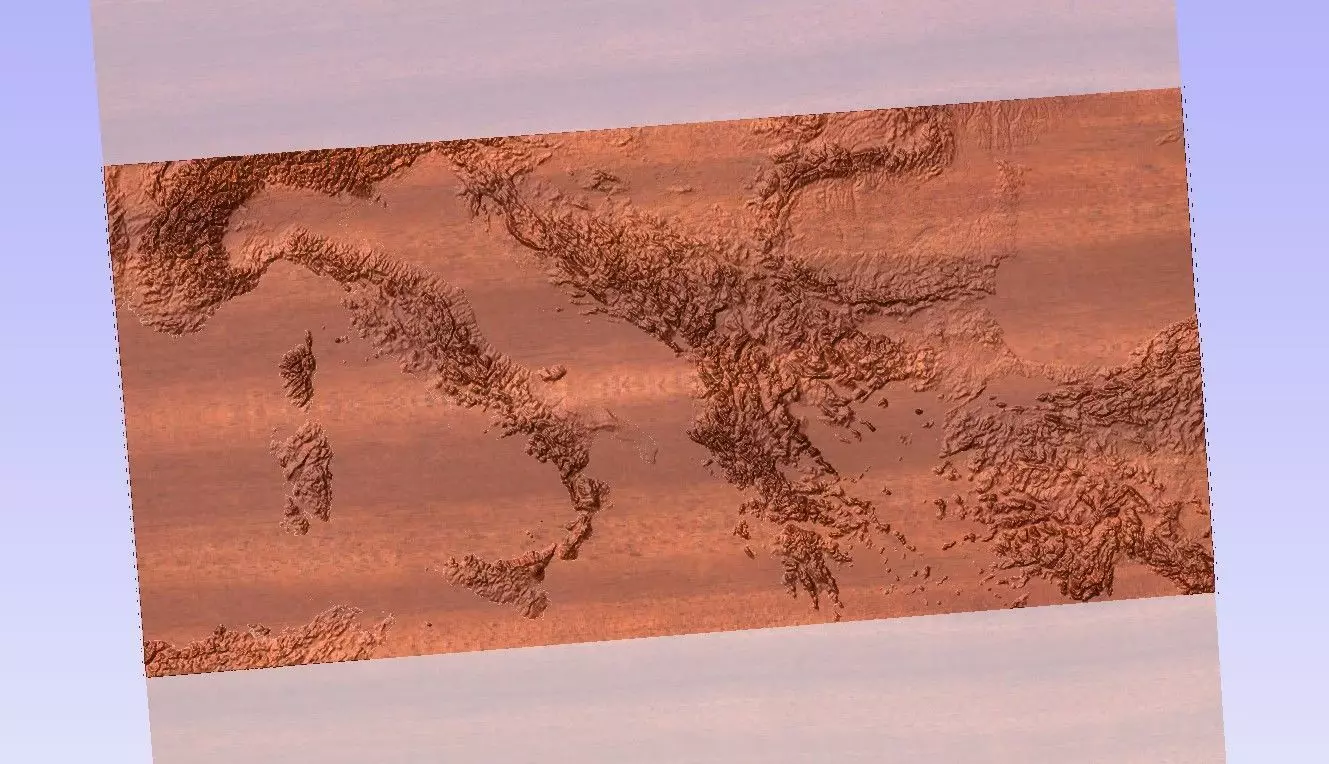 Italian peninsula heightmap cnc router 3D print model