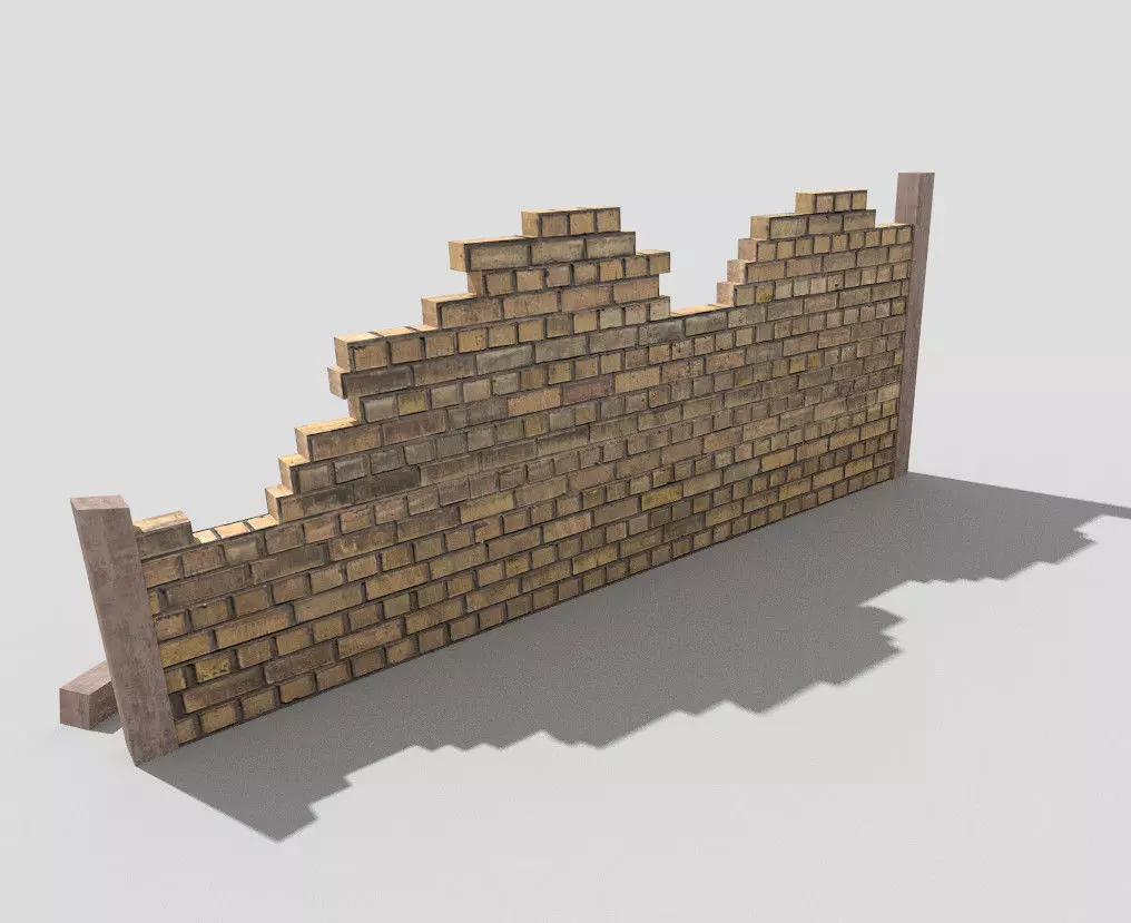 low poly broken wall Low-poly 3D model_0