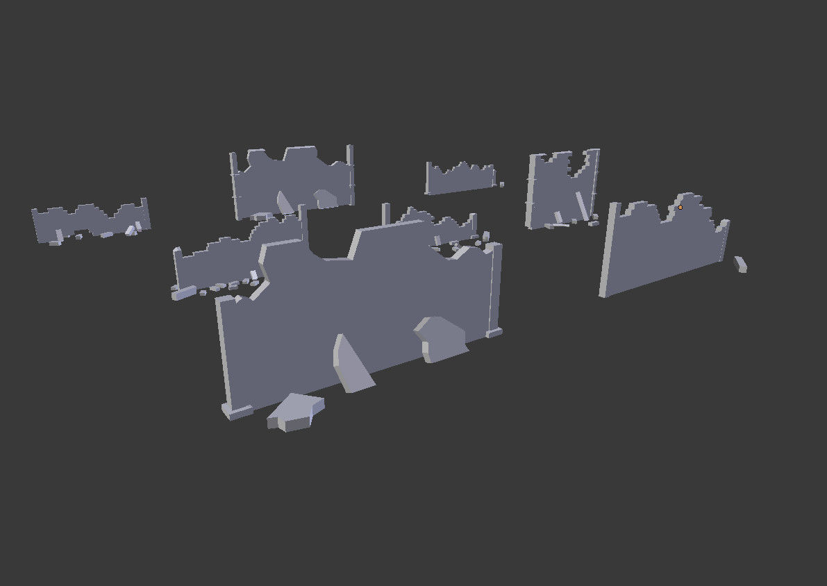 8 broken walls pack Low-poly 3D model_5