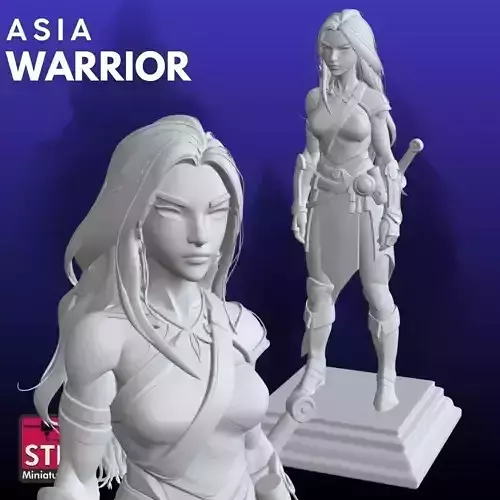 Asian Warrior Lady STL Armored Blade Guardian 3D