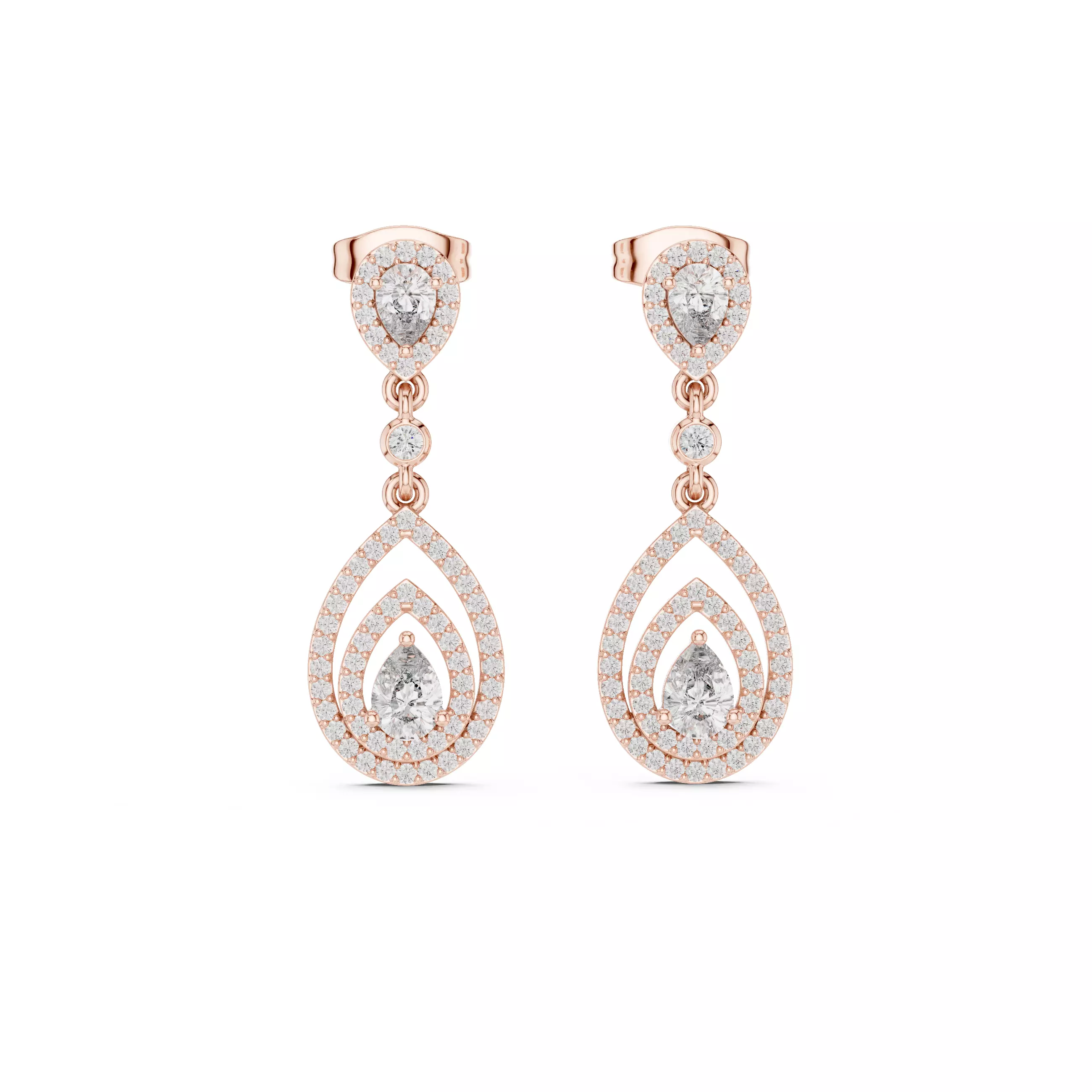 Teardrop Diamond Dangle Earrings 3D print model