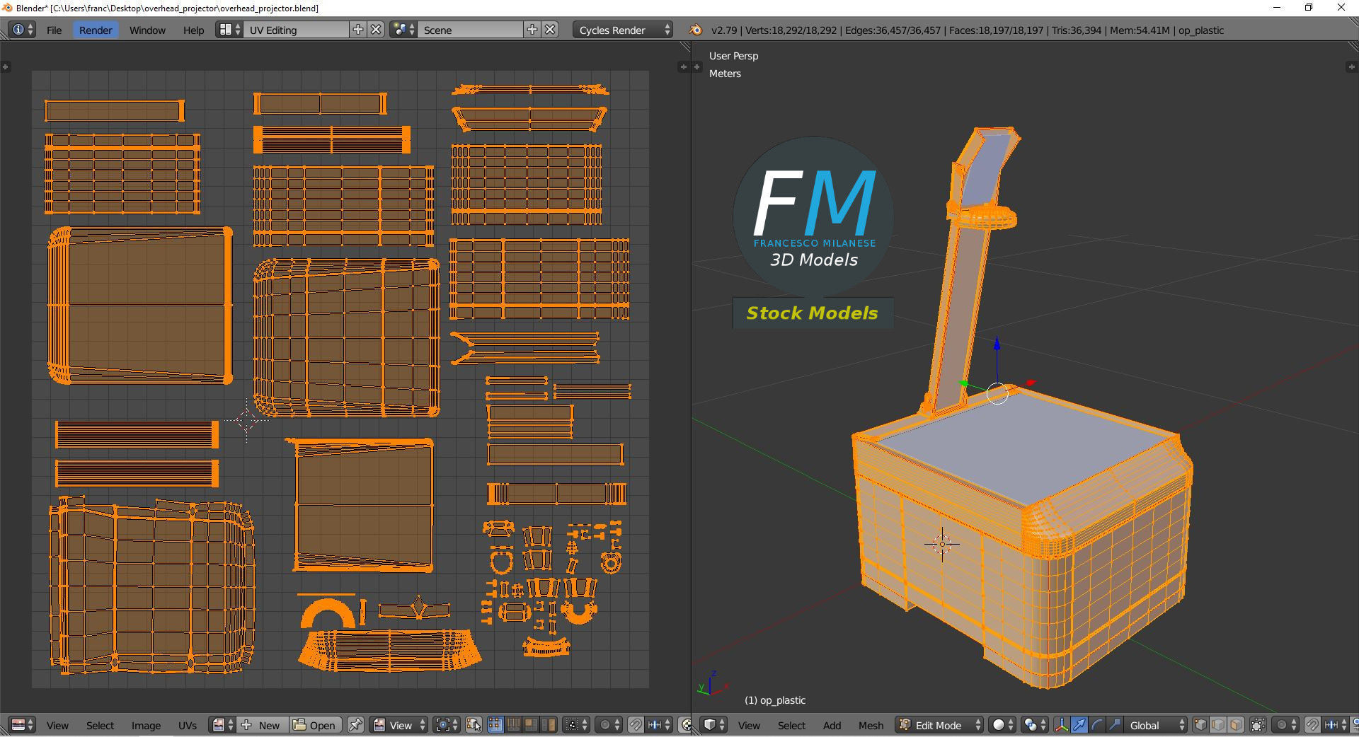 Overhead projector 3D model_10