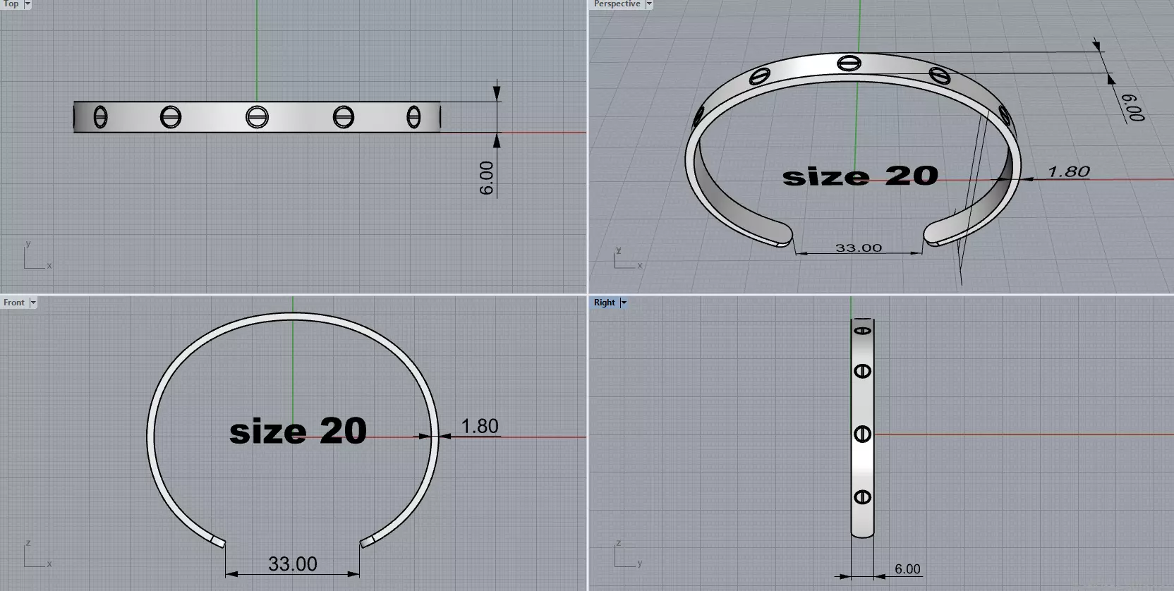Bracelet Love Size 20 3D print model_4