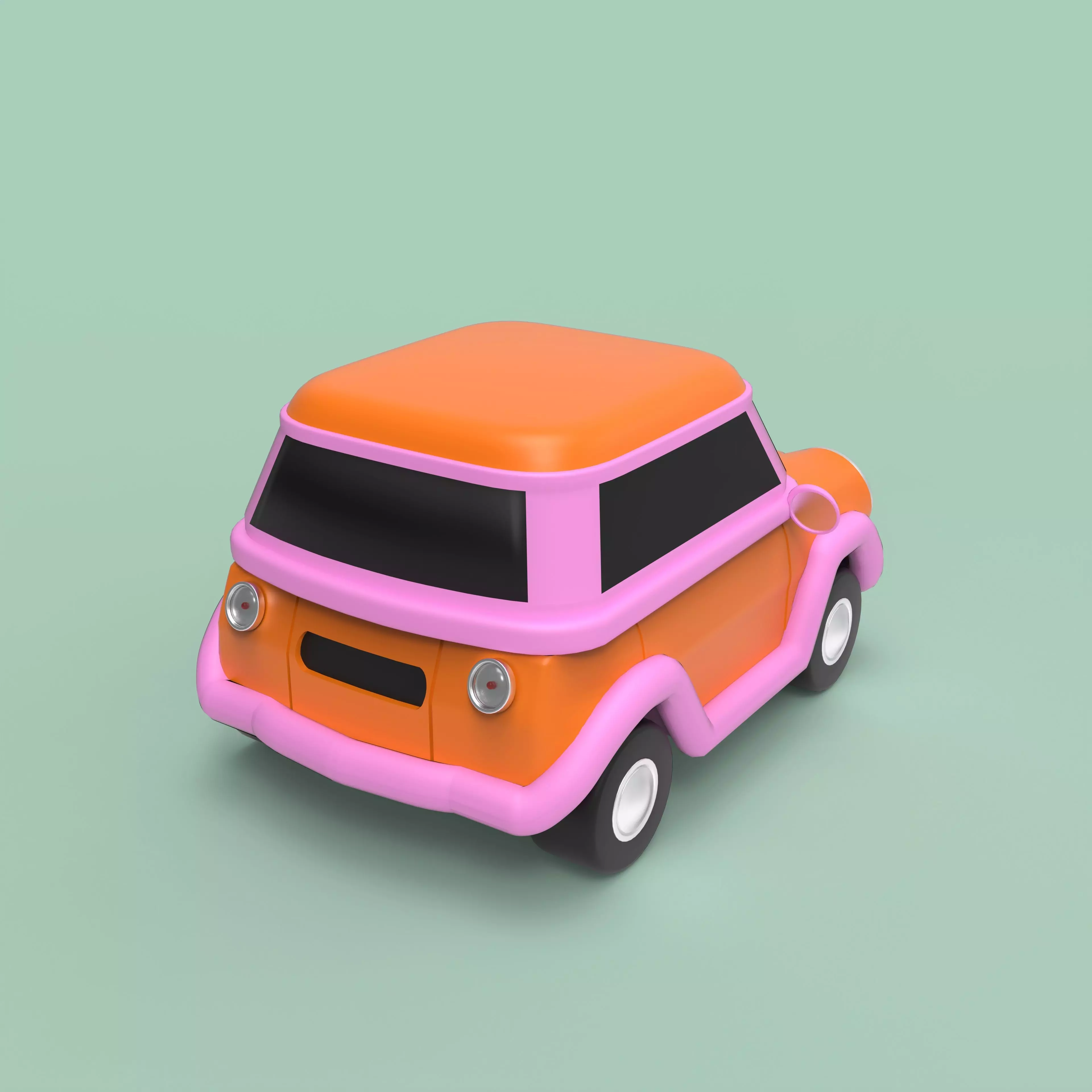 Cartoon Car Low-poly 3D model_5