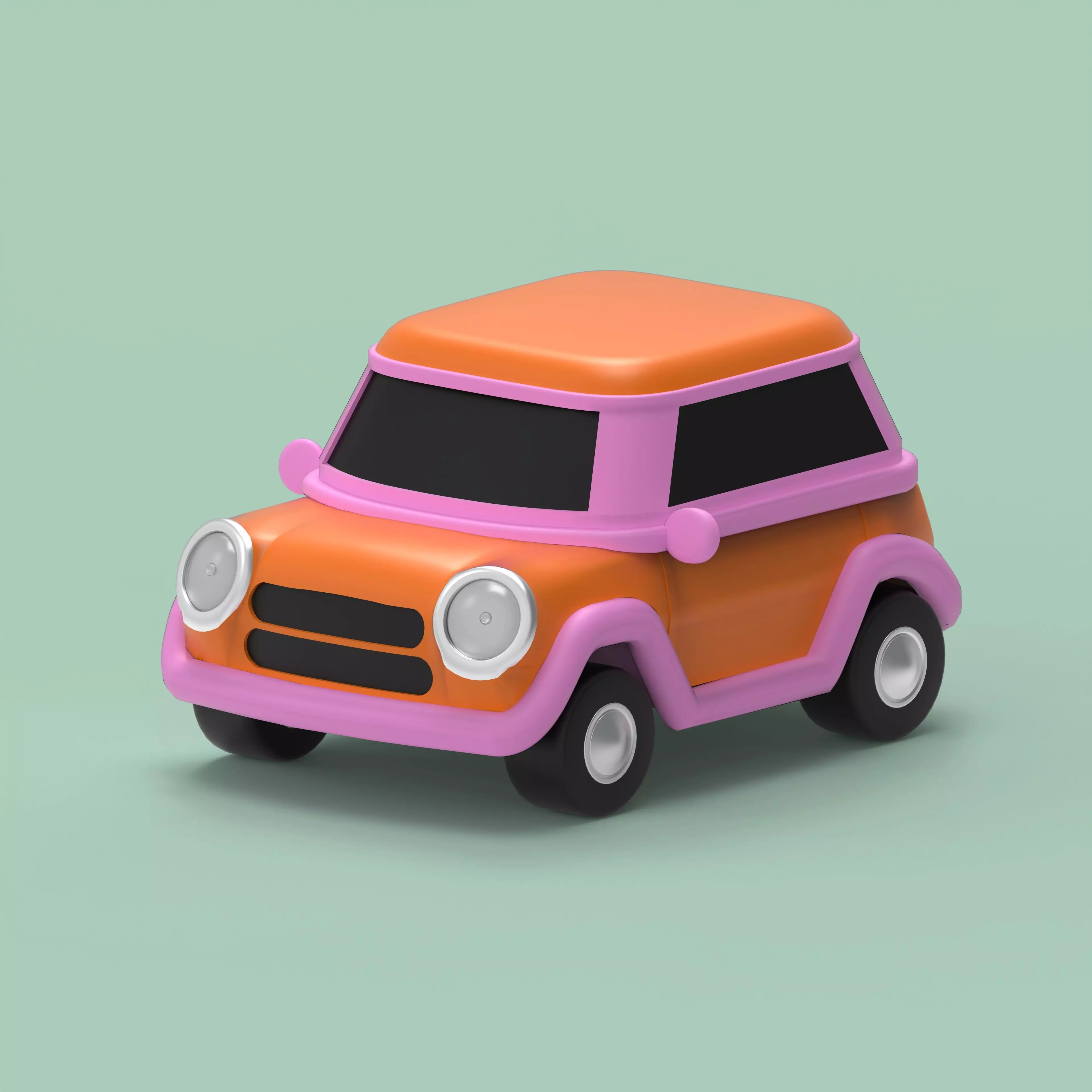 Cartoon Car Low-poly 3D model_1