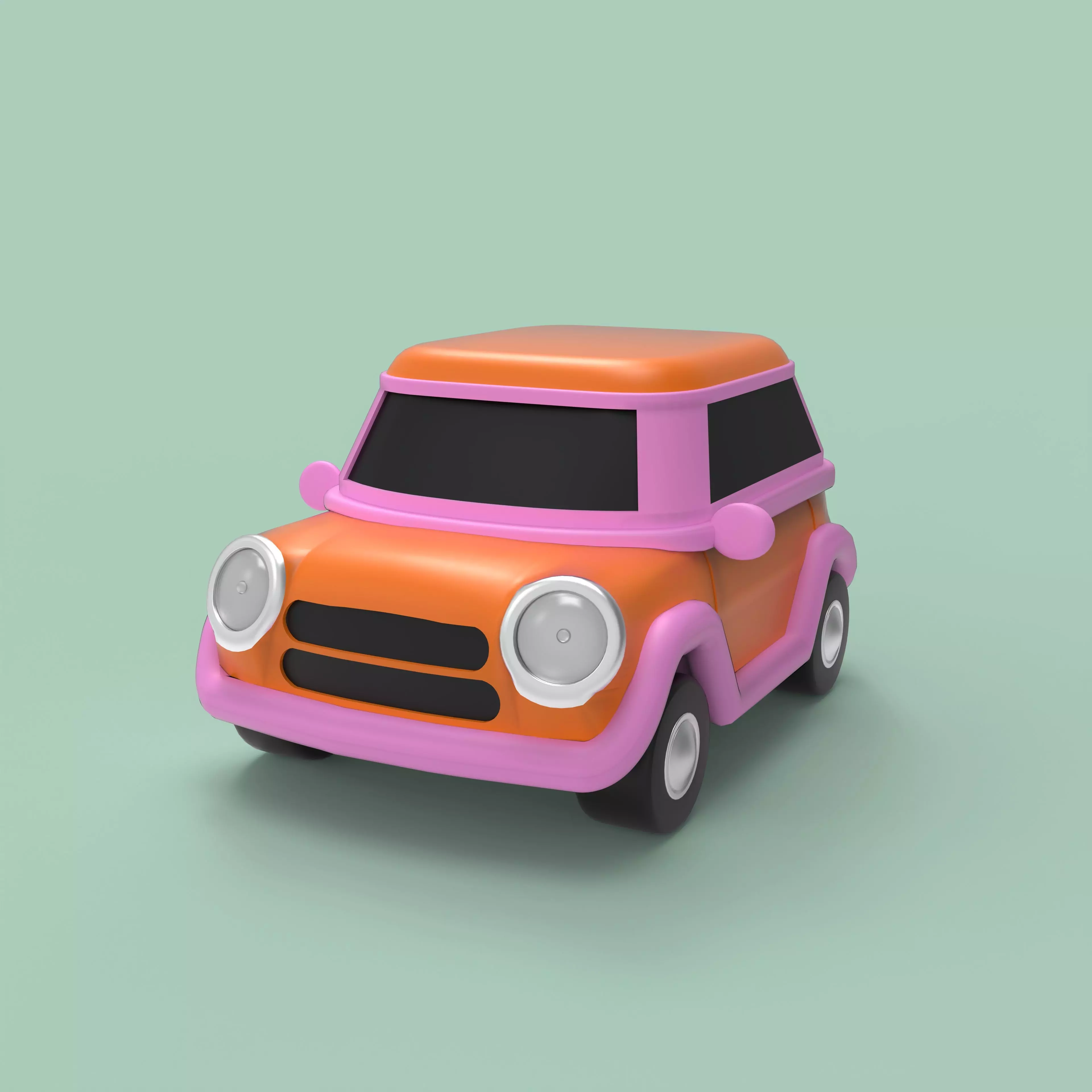 Cartoon Car Low-poly 3D model_2