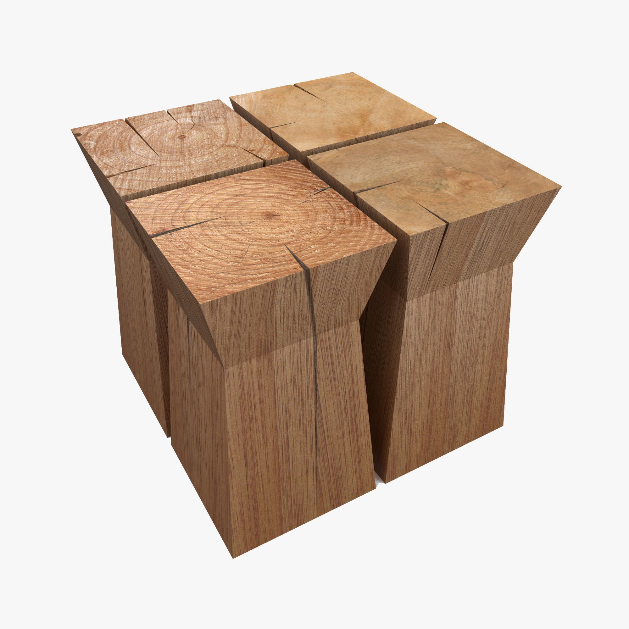 Wood table Low-poly 3D model_1