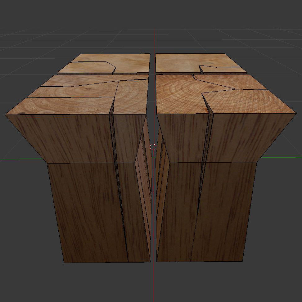 Wood table Low-poly 3D model_9
