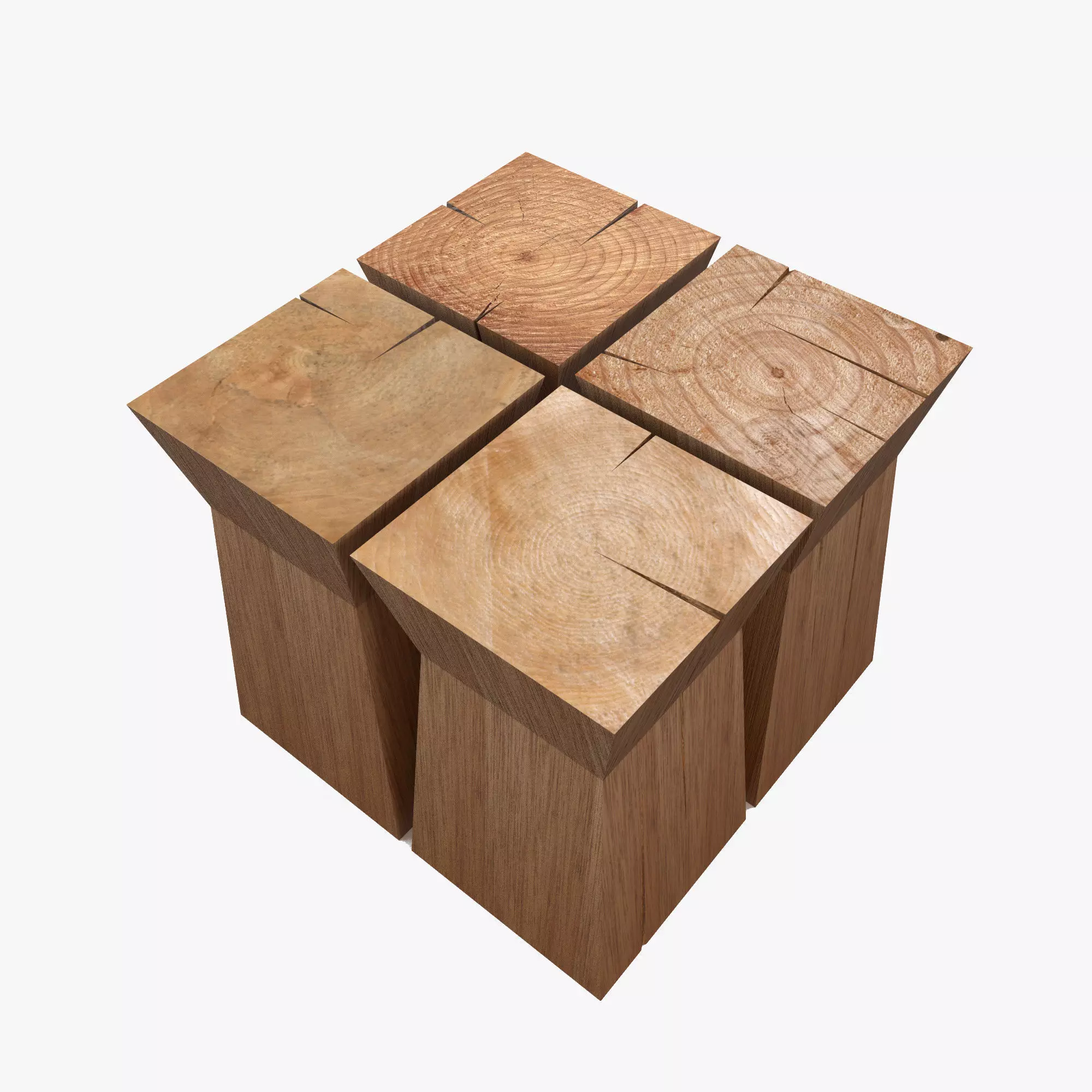Wood table Low-poly 3D model_0