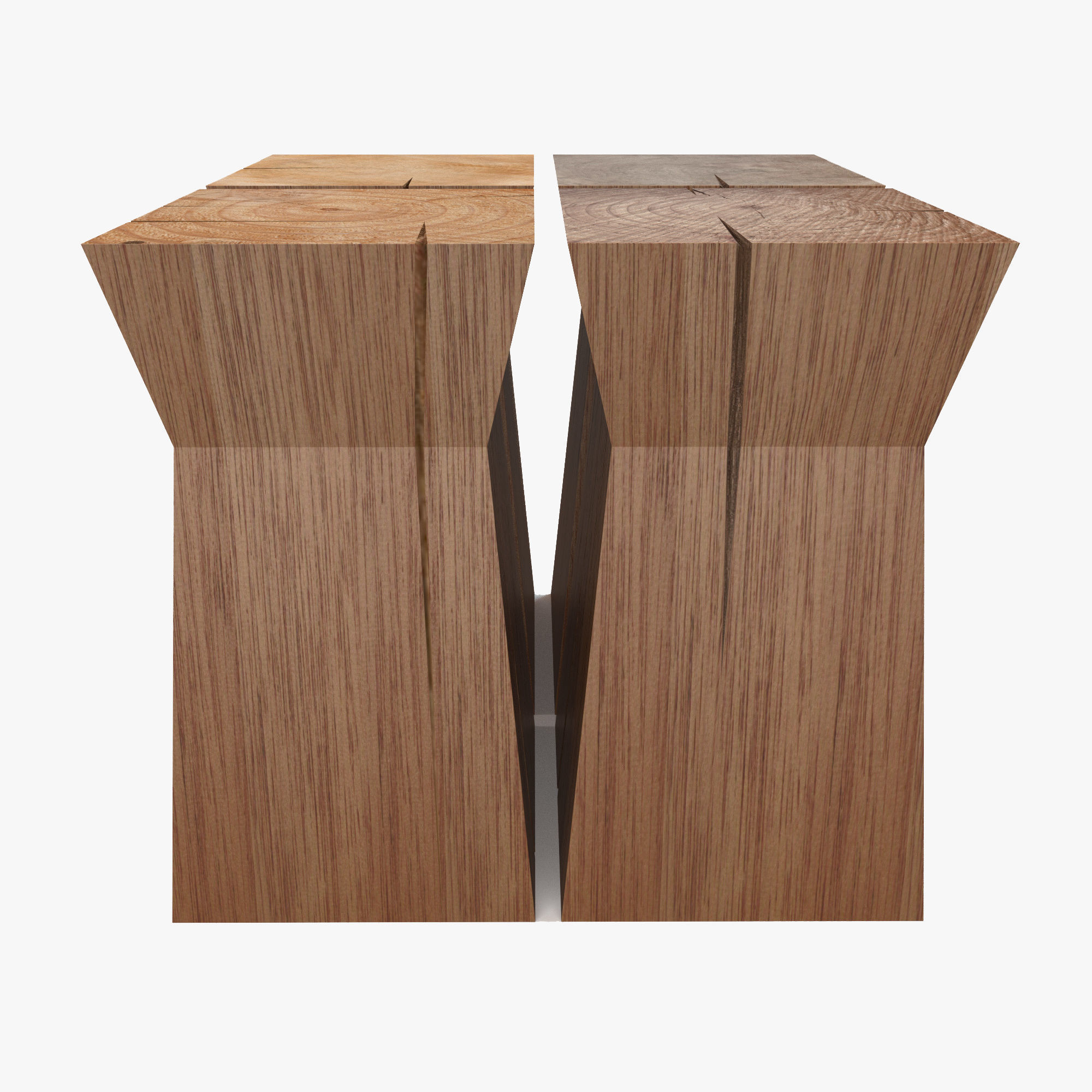 Wood table Low-poly 3D model_2