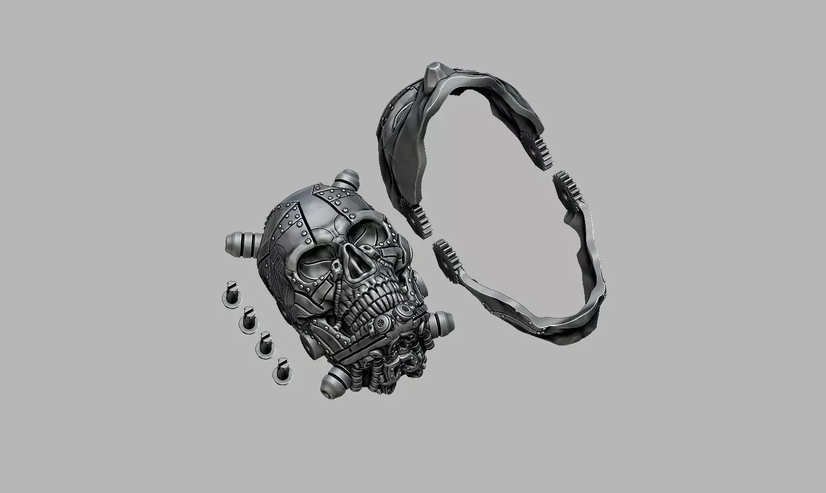 Robot Skull mask skull with mask Cyborg skull mask Perfect Gamer 3D print model_26