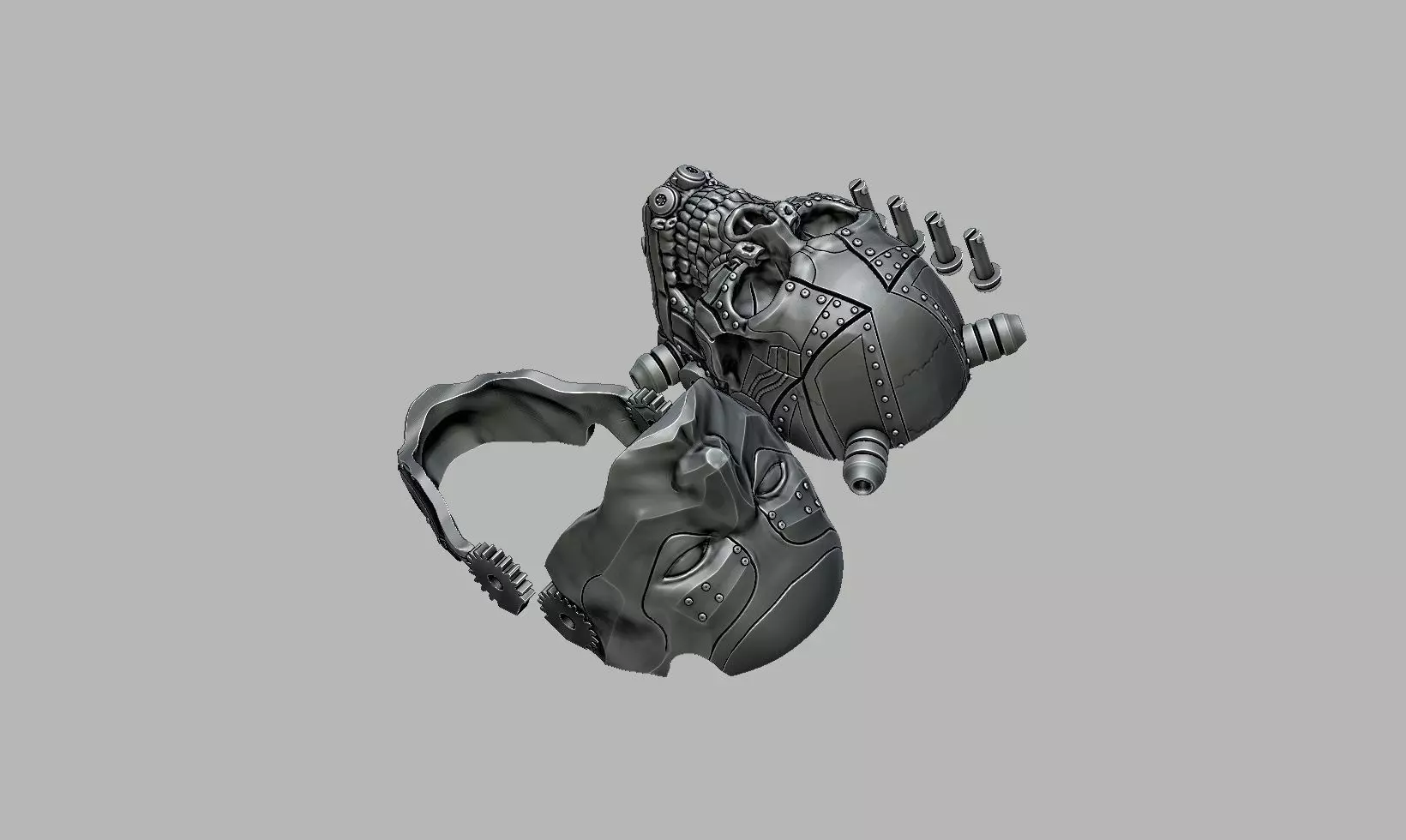 Robot Skull mask skull with mask Cyborg skull mask Perfect Gamer 3D print model_10