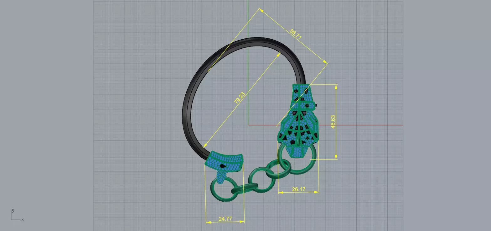 Panther Bracelet In Yellow Gold Onyx And Diamonds 3D print model_9