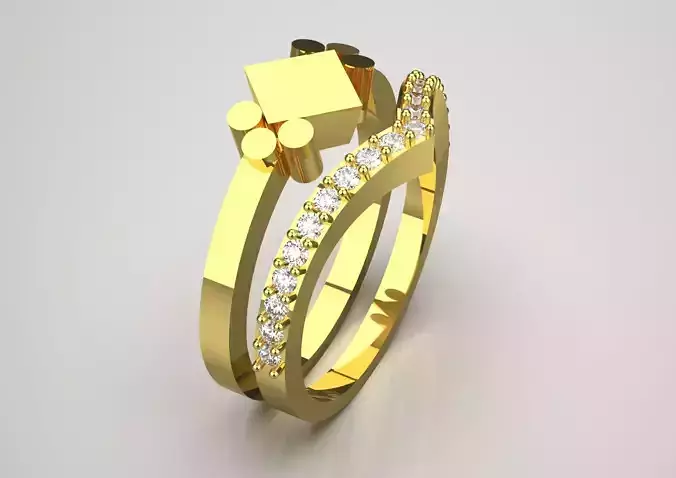 Wedding STL 3D Ring Set Embrace of Light model wr0033