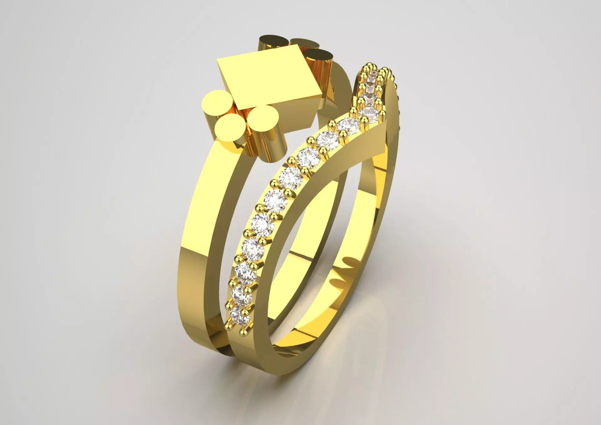 Wedding STL 3D Ring Set Embrace of Light model wr0033 3D print model_0