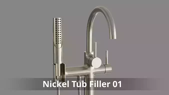 Brushed Nickel Freestanding tub Filler 01