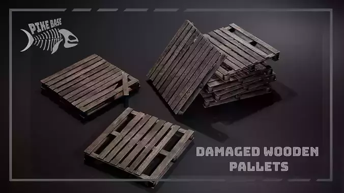 Damaged Wooden Pallet Set