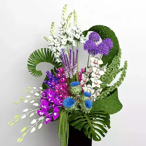 Bouquet flower arrangement in vase 3D model