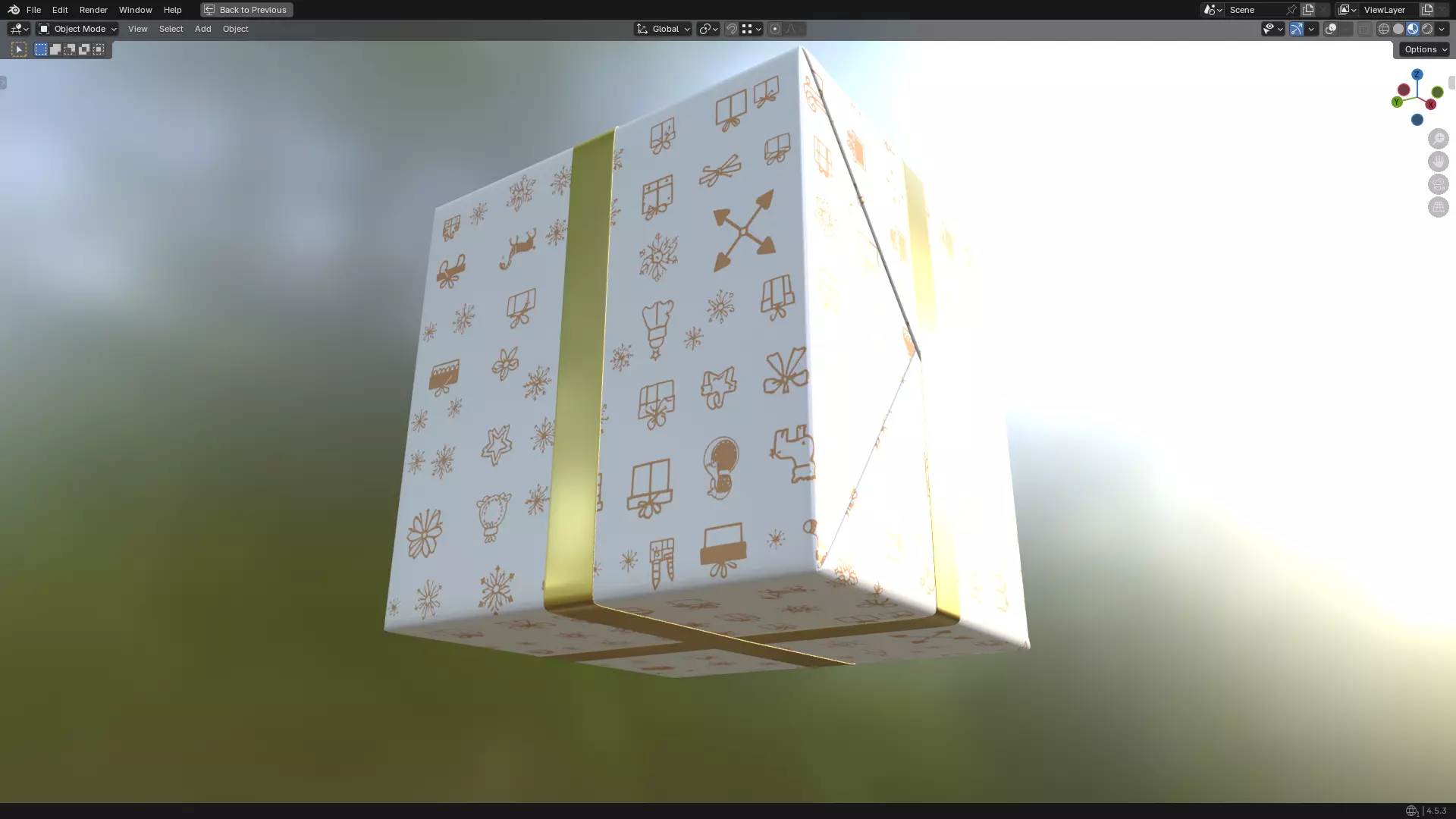 Christmas Present PBR White 07 3D model_9