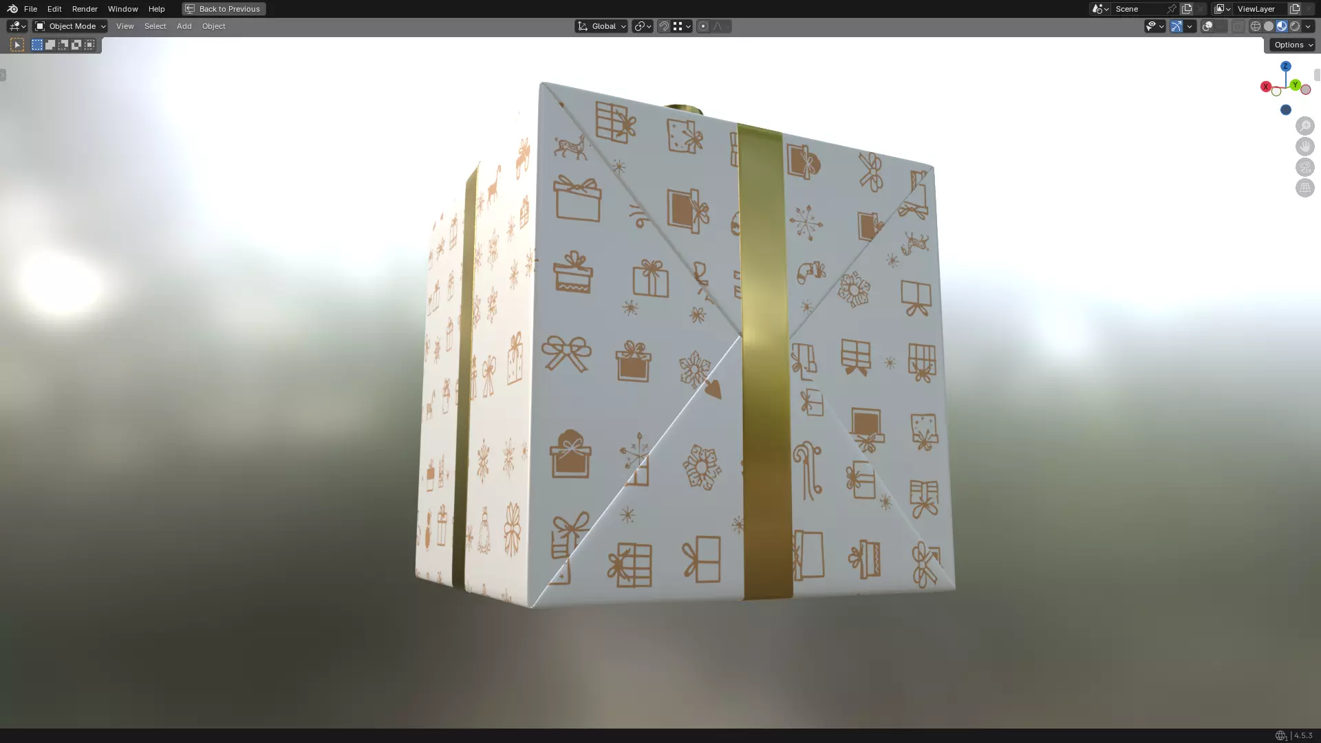 Christmas Present PBR White 07 3D model_7