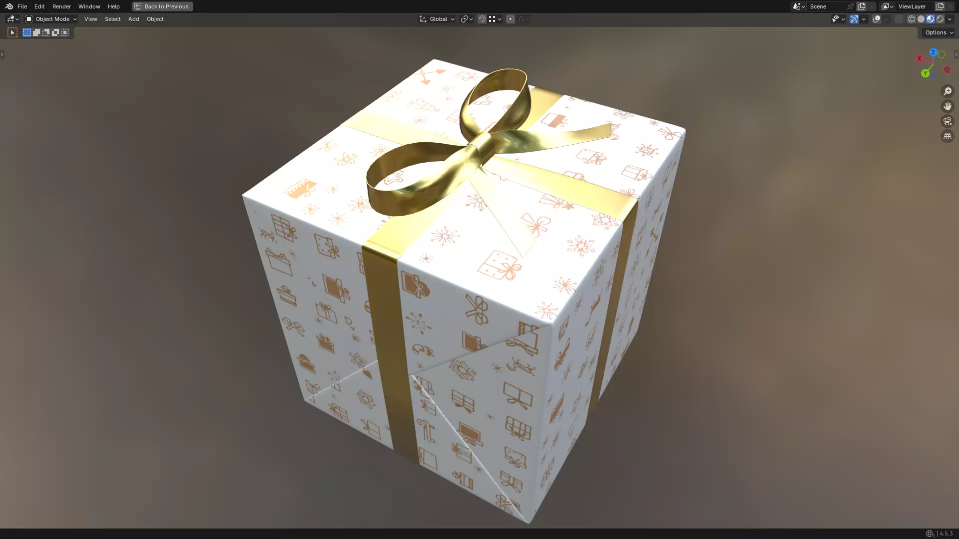 Christmas Present PBR White 07 3D model_6