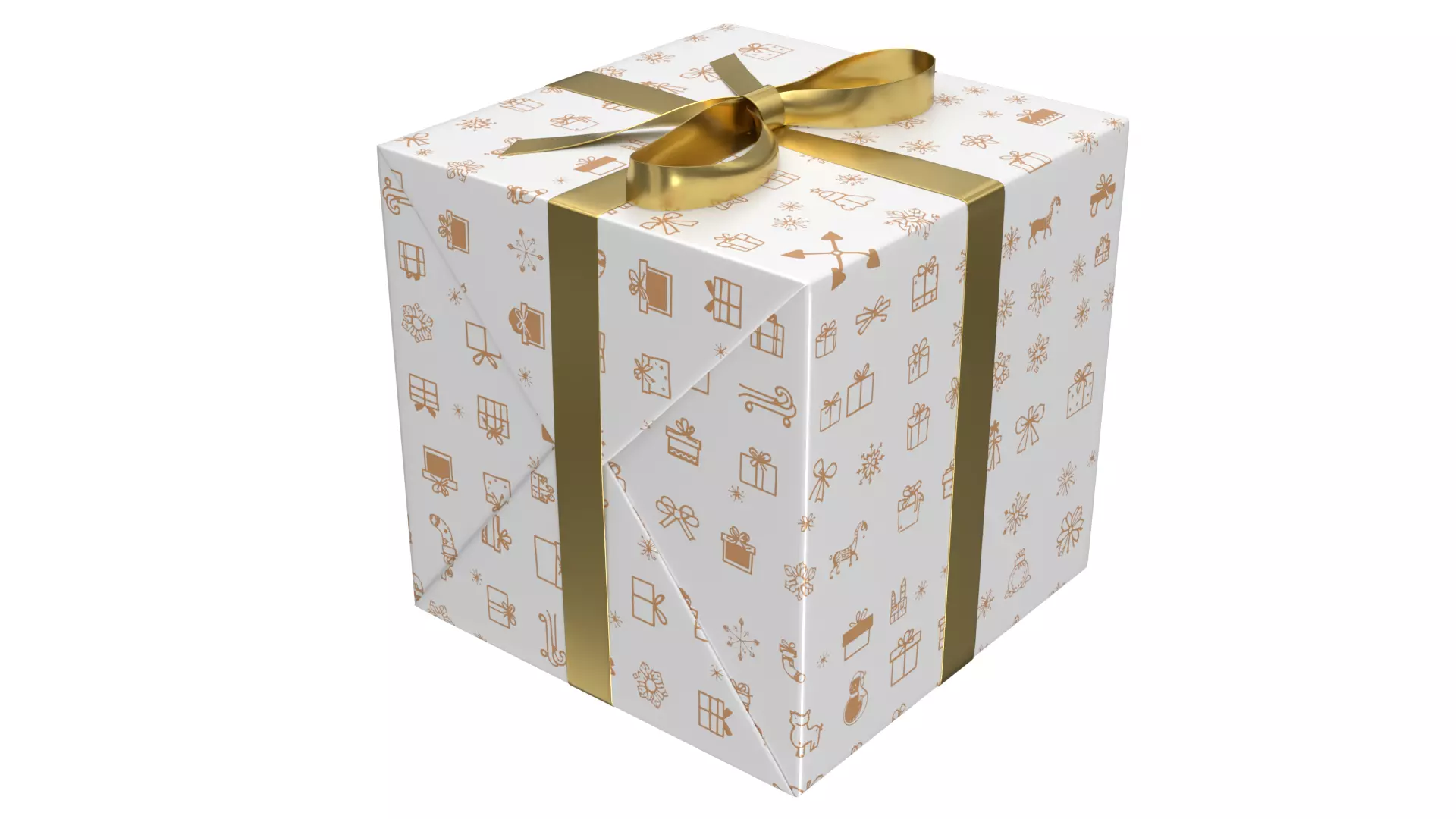 Christmas Present PBR White 07 3D model_0