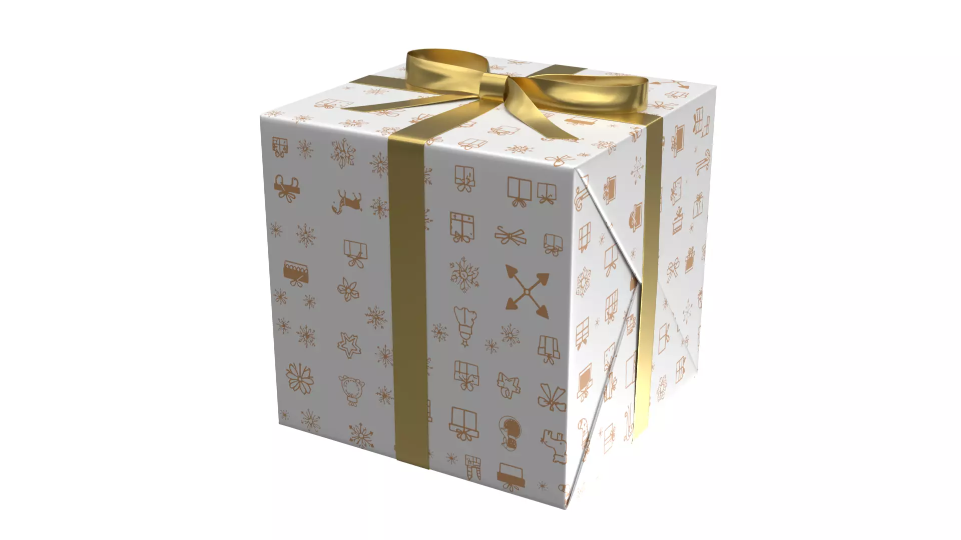 Christmas Present PBR White 07 3D model_1