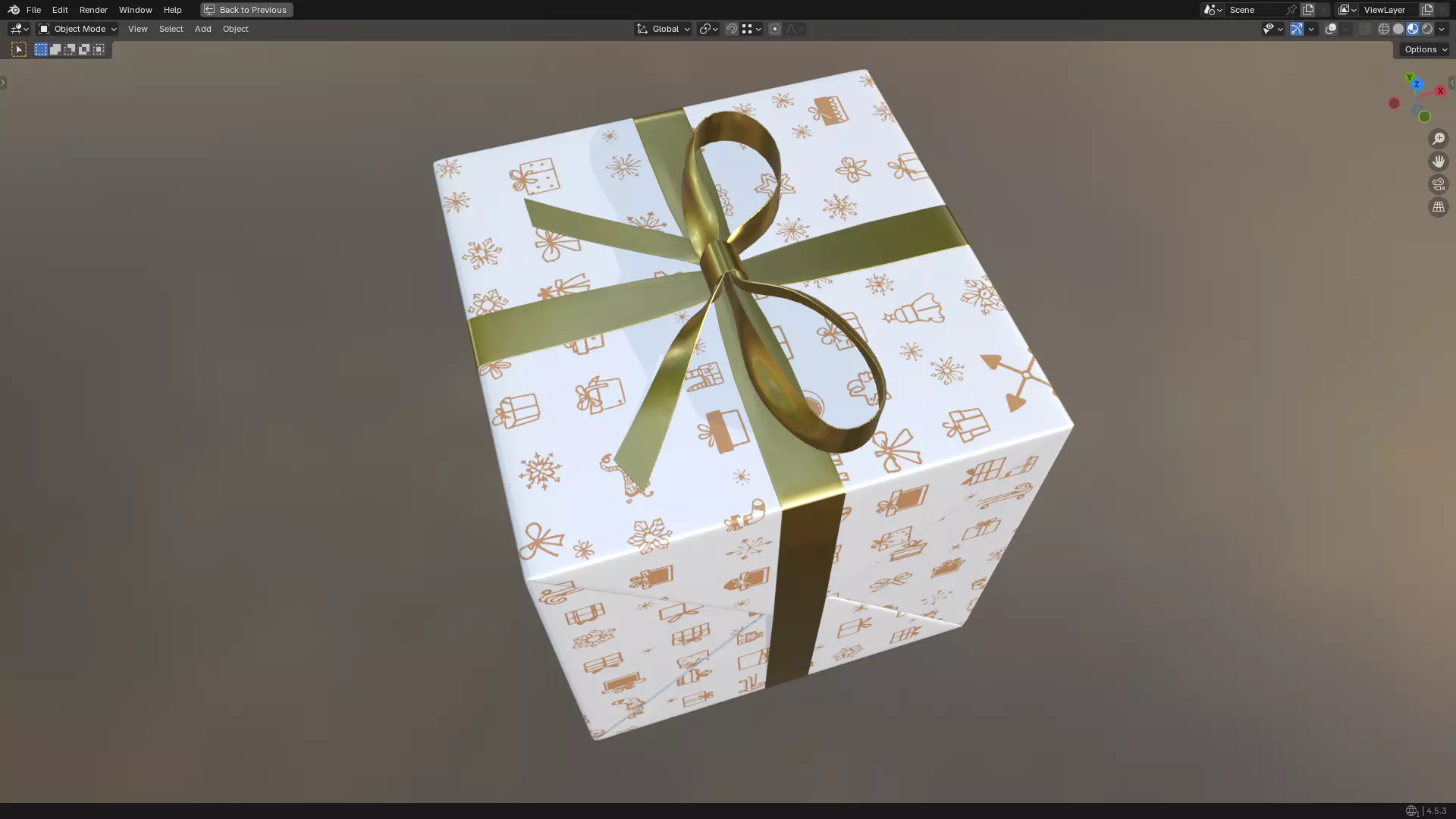 Christmas Present PBR White 07 3D model_10