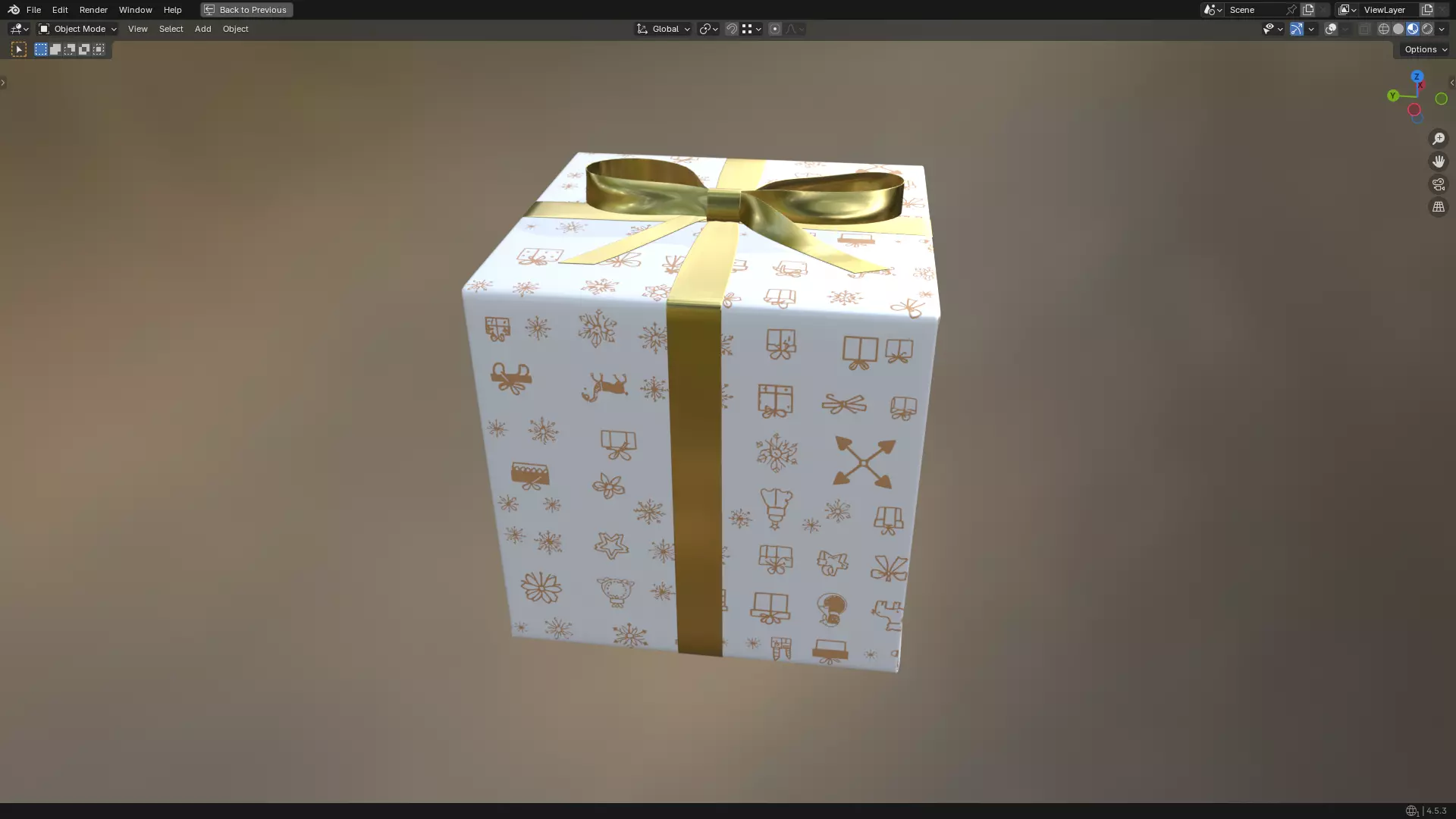 Christmas Present PBR White 07 3D model_5