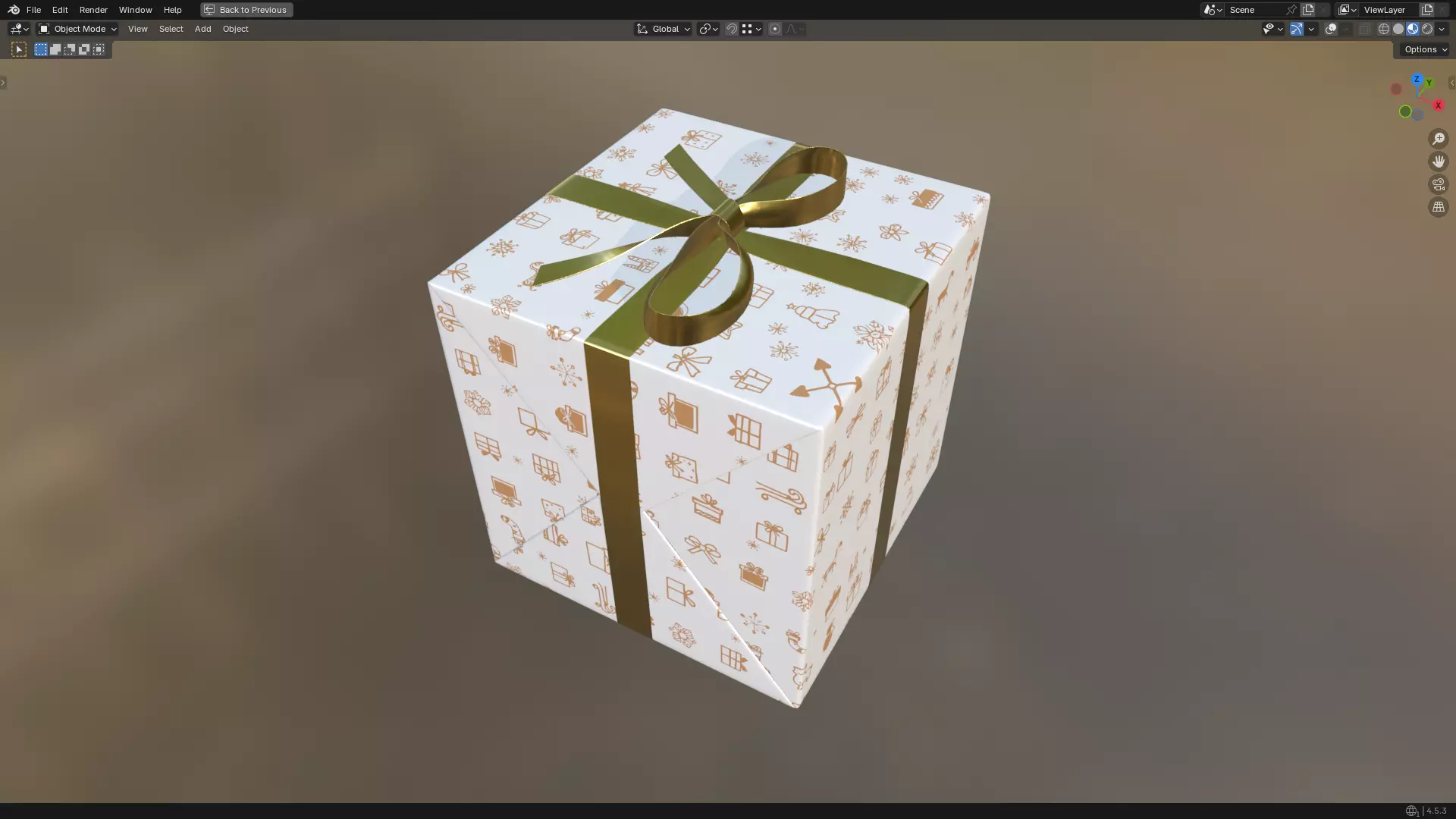 Christmas Present PBR White 07 3D model_4