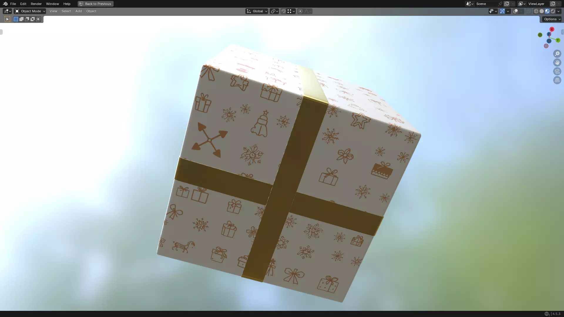 Christmas Present PBR White 07 3D model_8