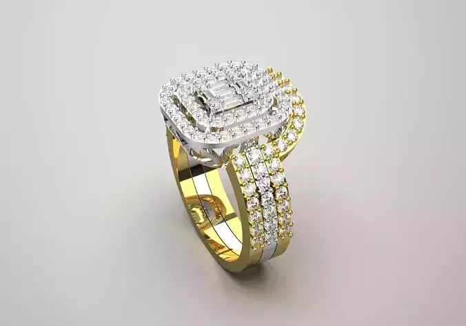Lovers Curve STL 3D jewelry Ring Set  model wr0097
