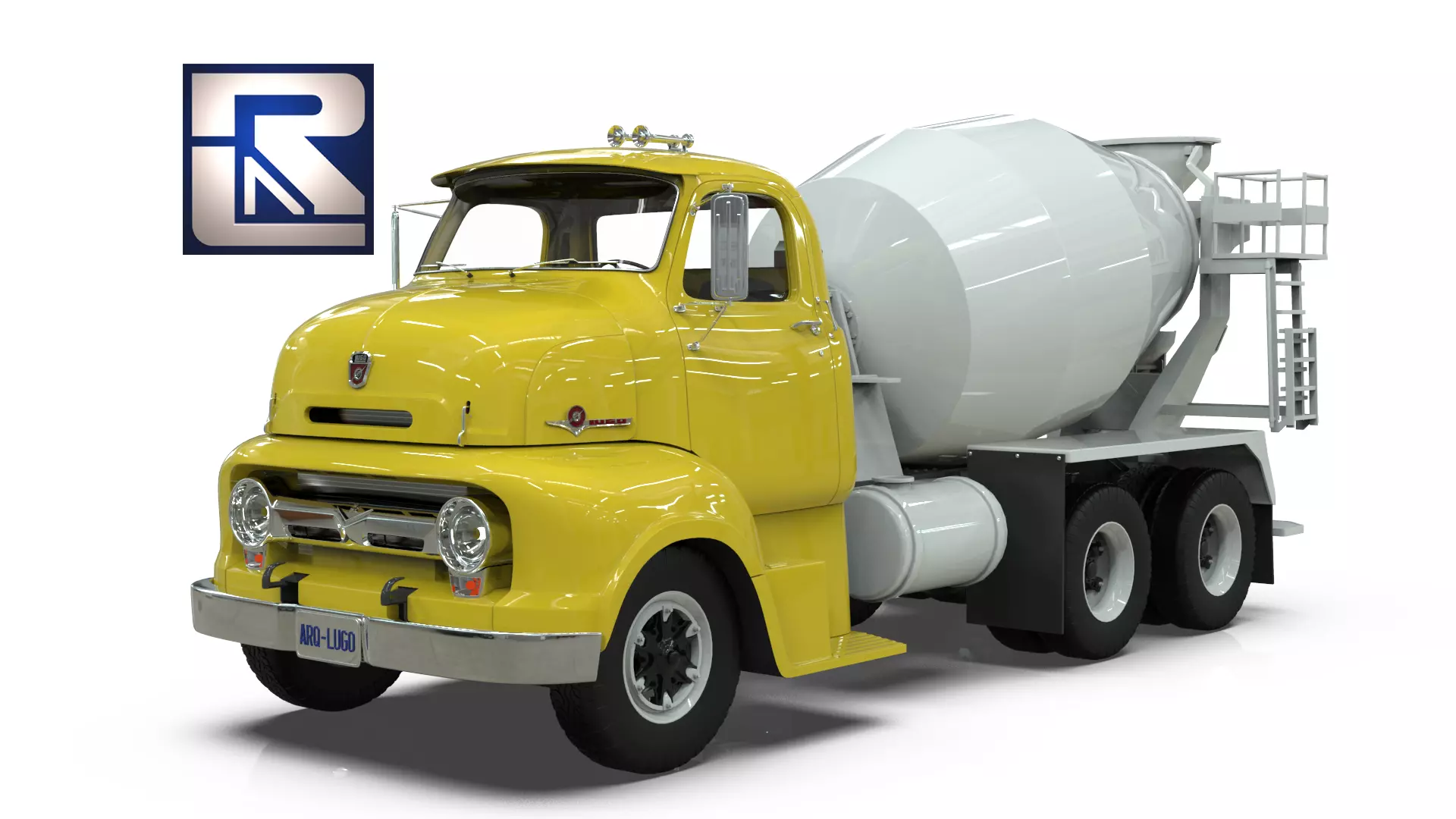 Vintage COE Tandem Axle Cement Mixer Truck 3D model