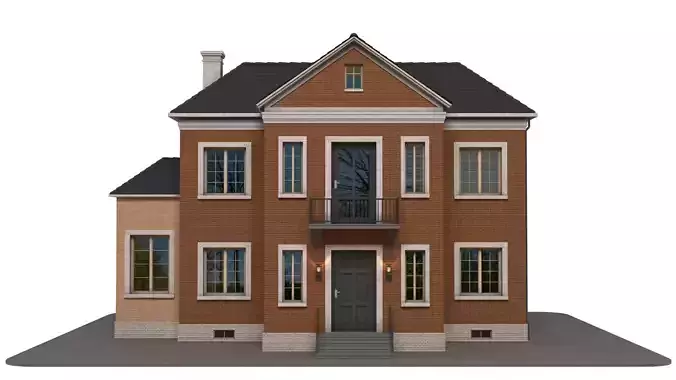 Classic Red Brick House 3D Model